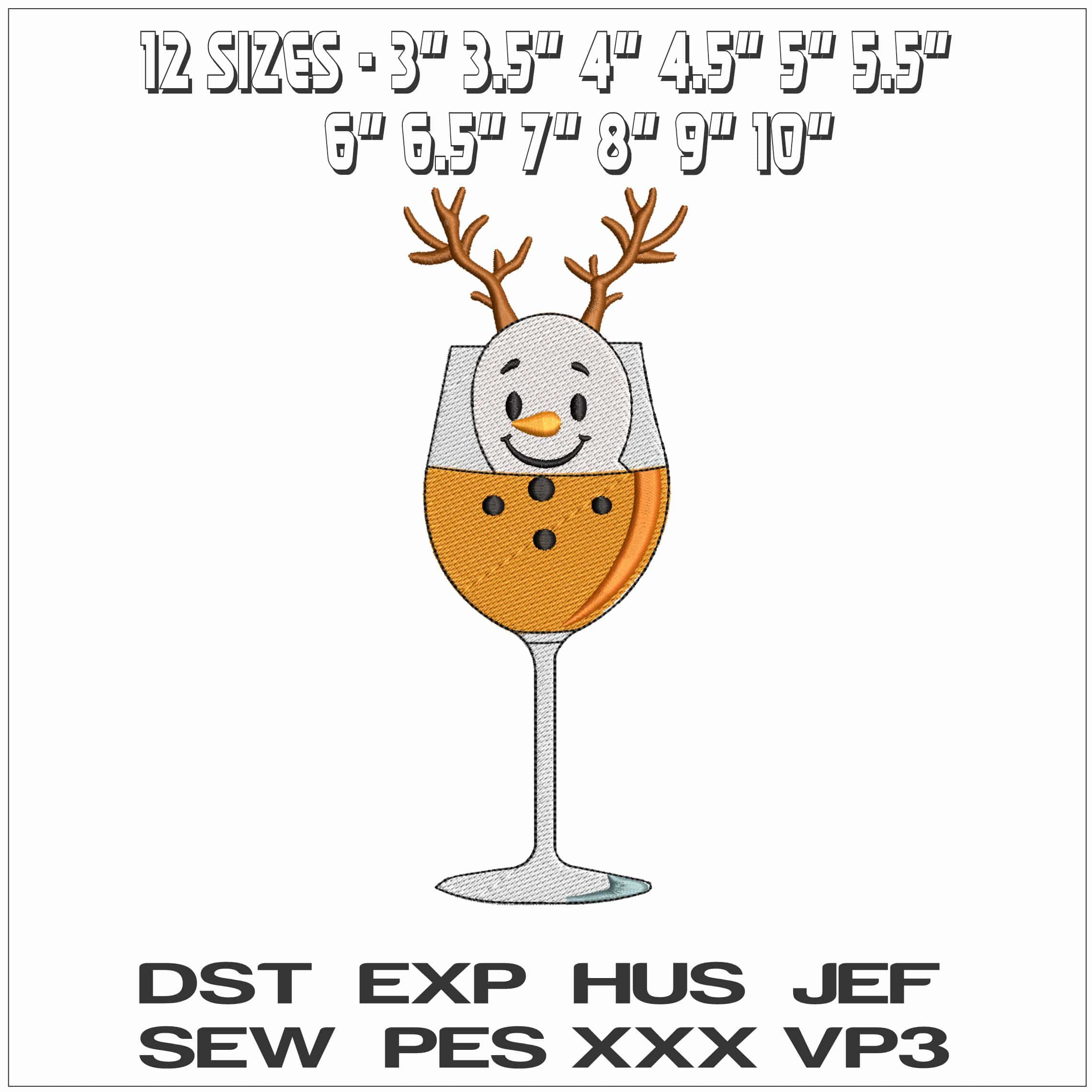 Reindeer Christmas Drinks- Elegant embroidery design file - instant download — view 2