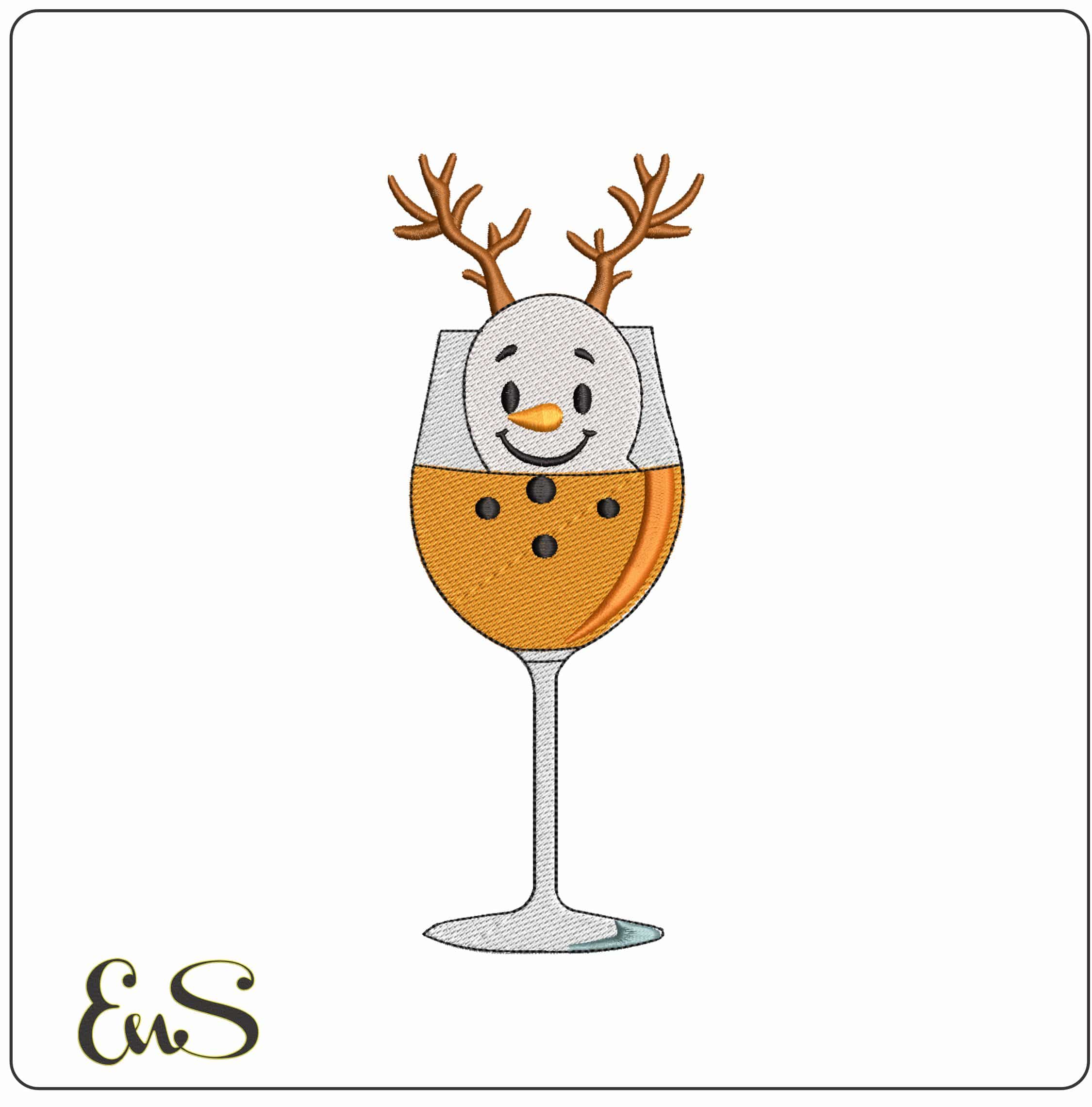 Reindeer Christmas Drinks- Elegant embroidery design file - instant download