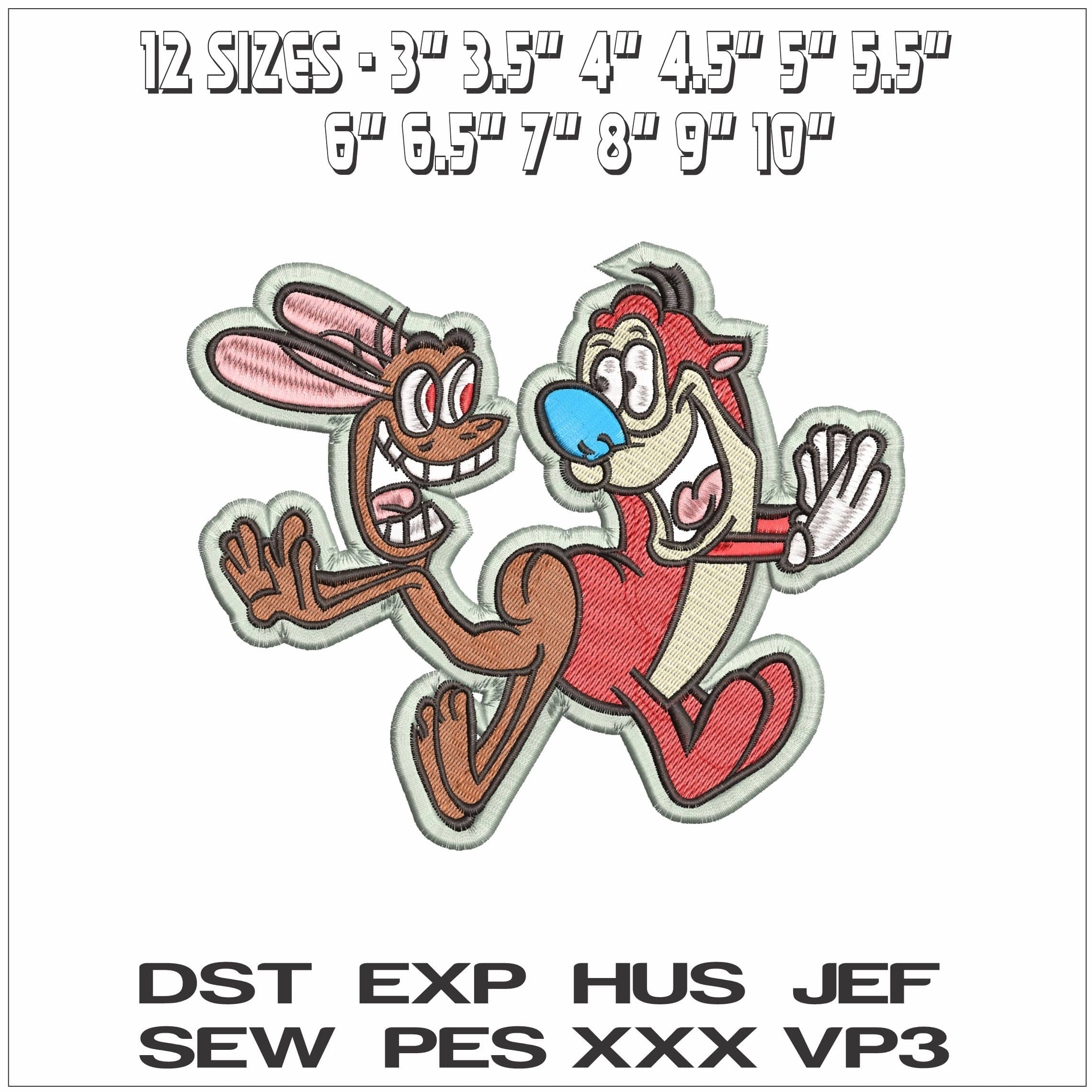 Ren and Stimpy- Elegant embroidery design file - instant download — view 2