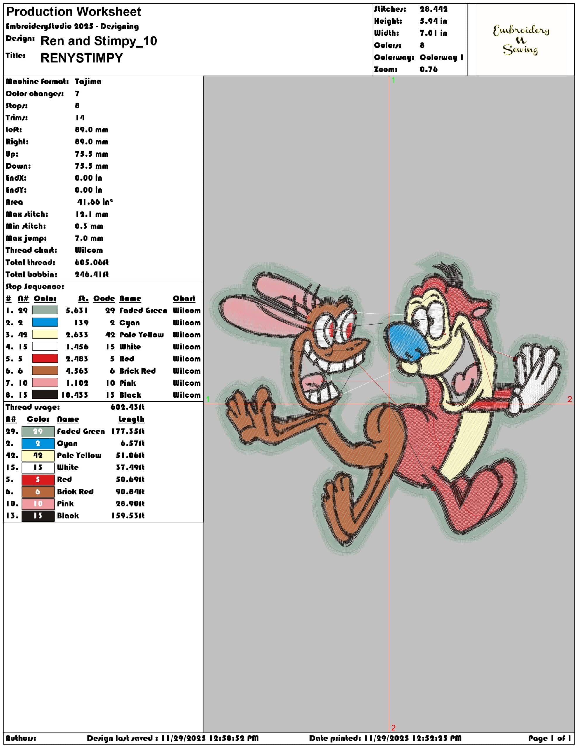 Ren and Stimpy- Elegant embroidery design file - instant download — view 3