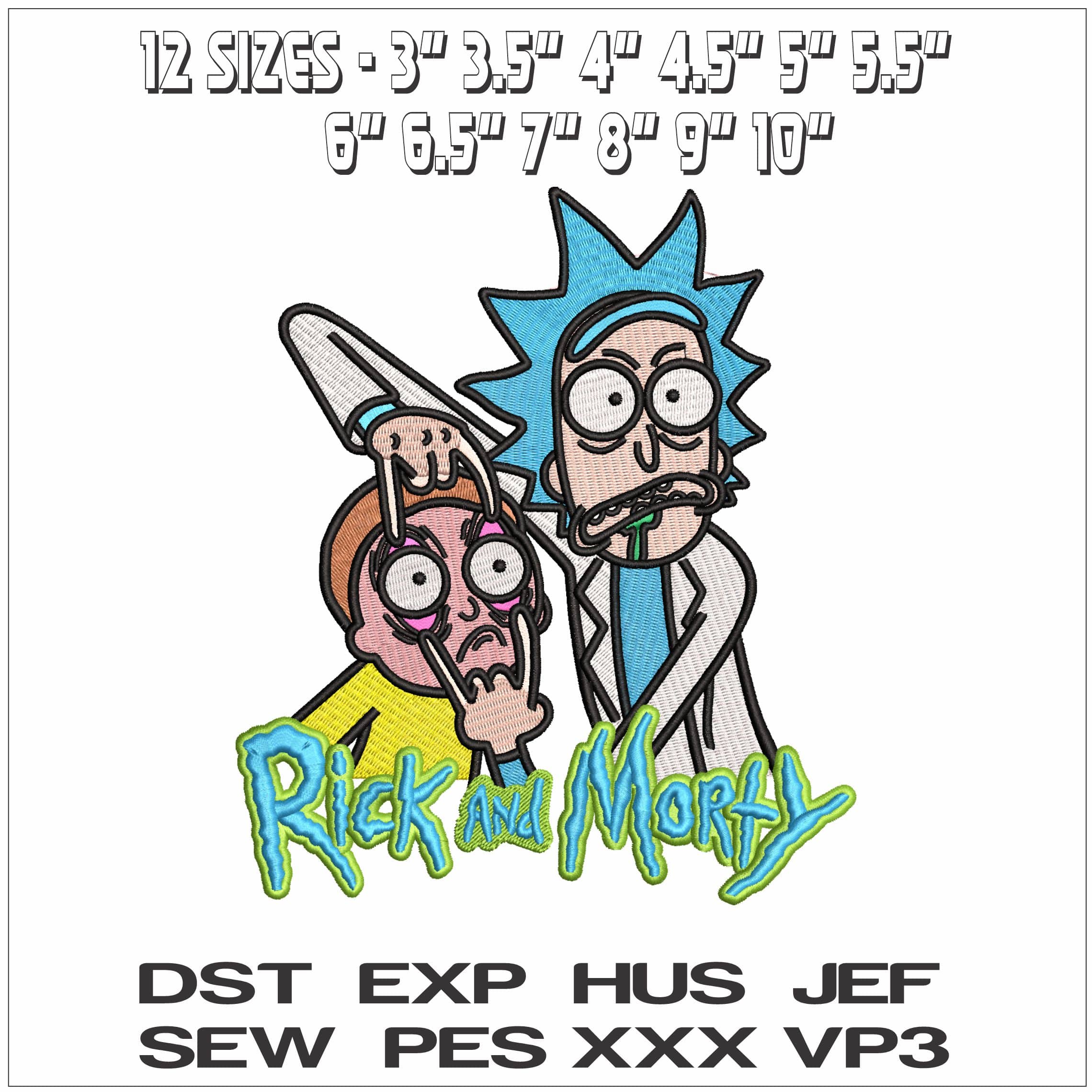Rick and Morty Cartoon- Elegant embroidery design file - instant download — view 2