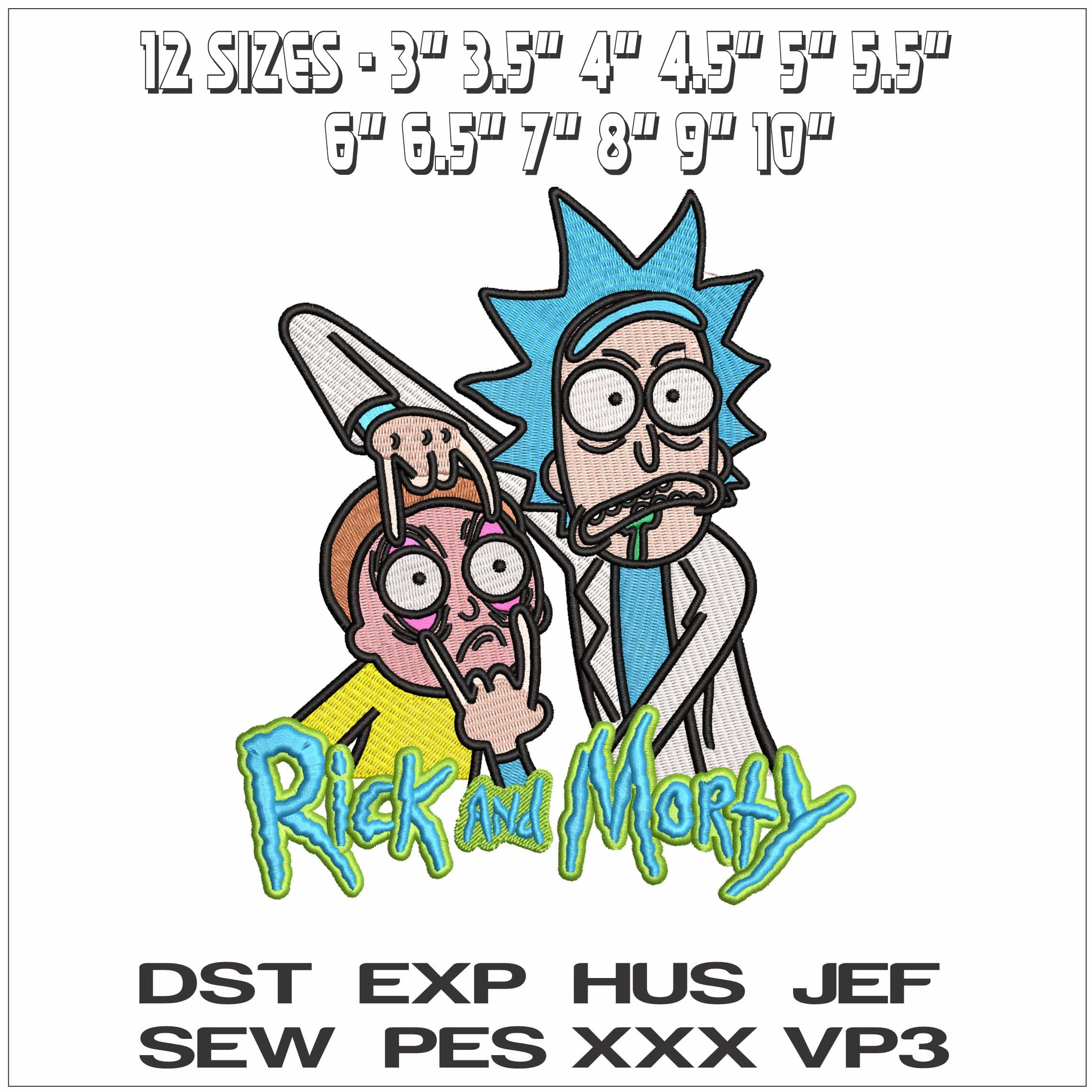 Rick and morty kenne110- Elegant embroidery design file - instant download — view 2