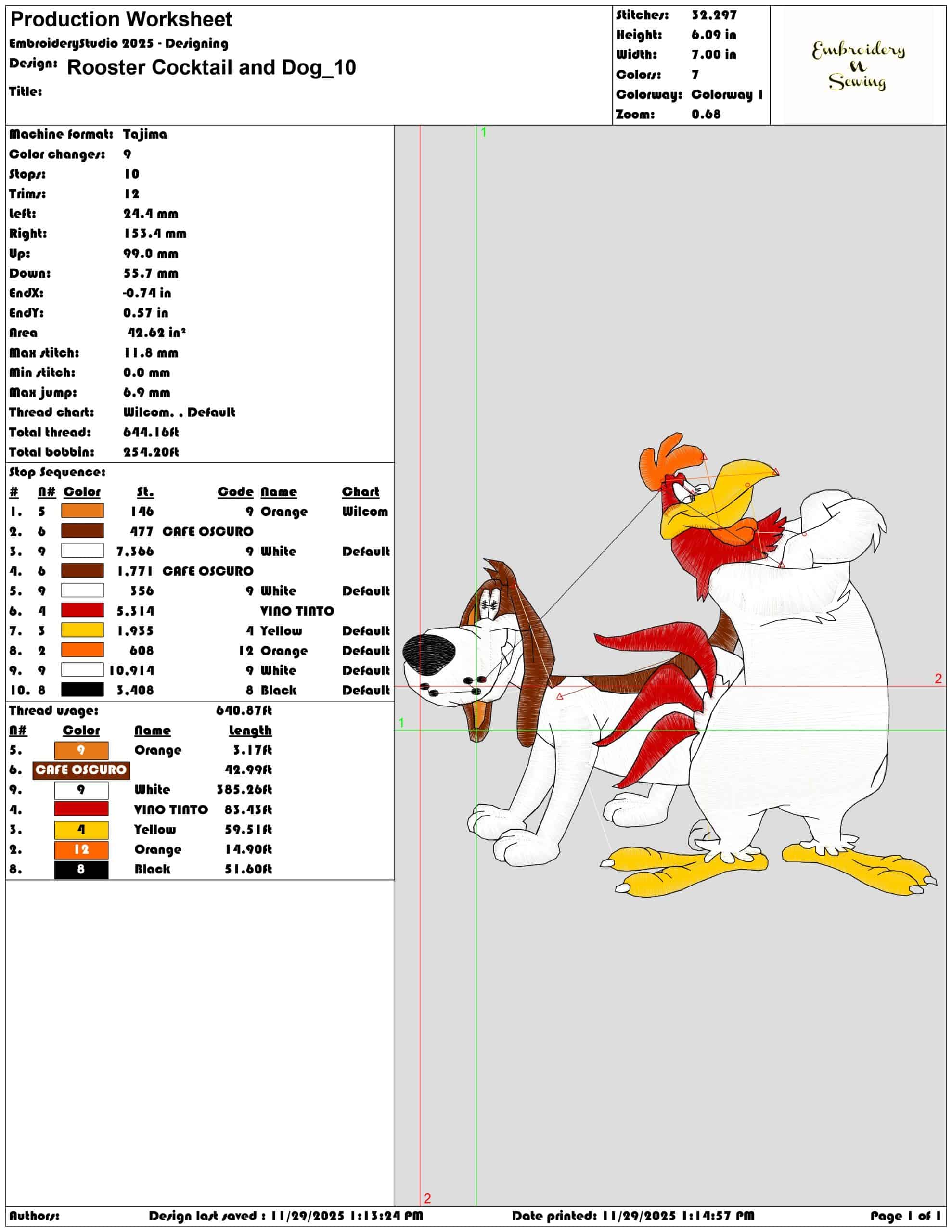 Rooster Cocktail and Dog- Elegant embroidery design file - instant download — view 3