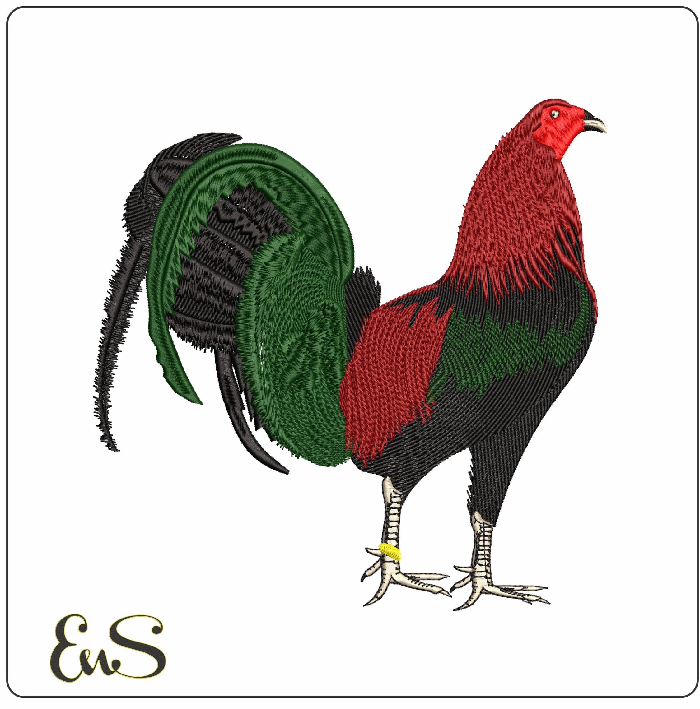 Rooster Five- Elegant embroidery design file - instant download