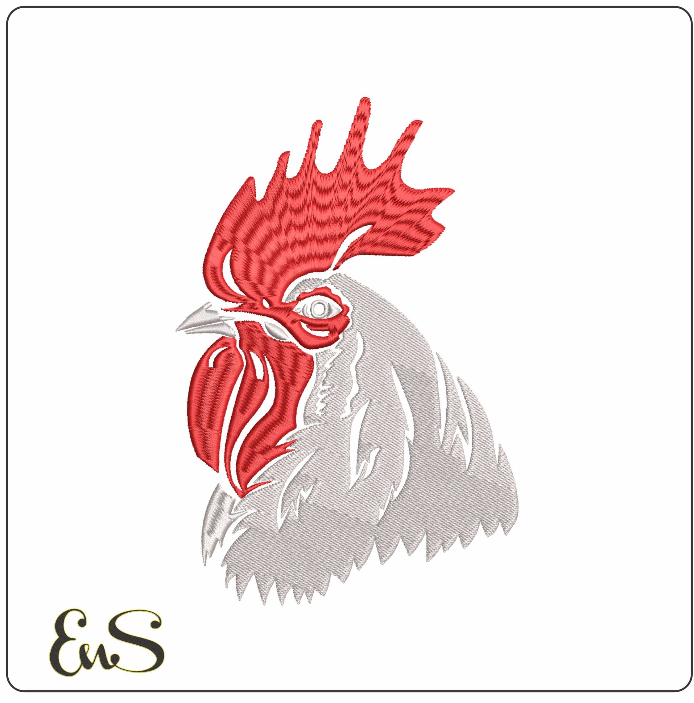 Rooster Head- Elegant embroidery design file - instant download