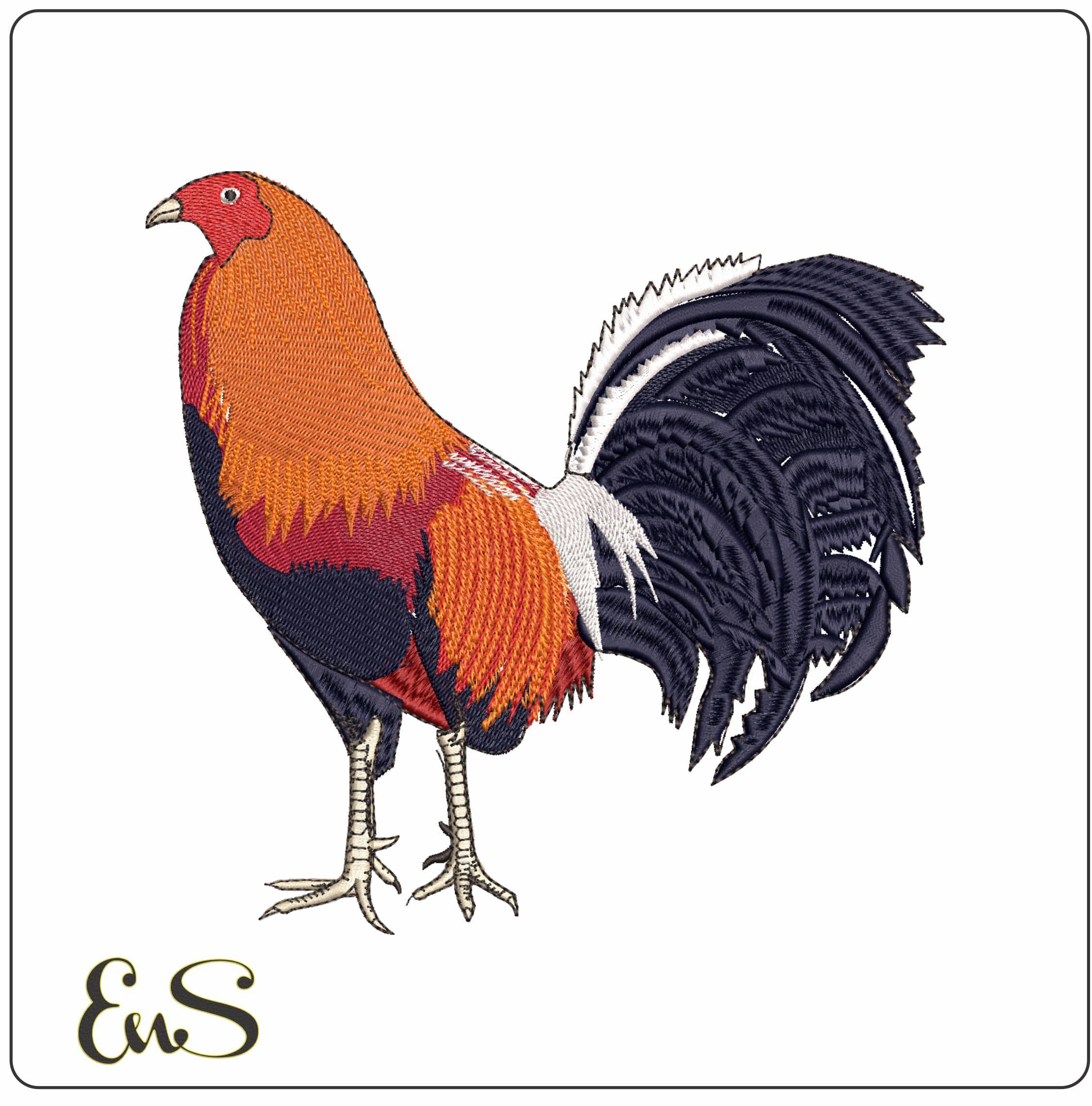 Rooster one- Elegant embroidery design file - instant download
