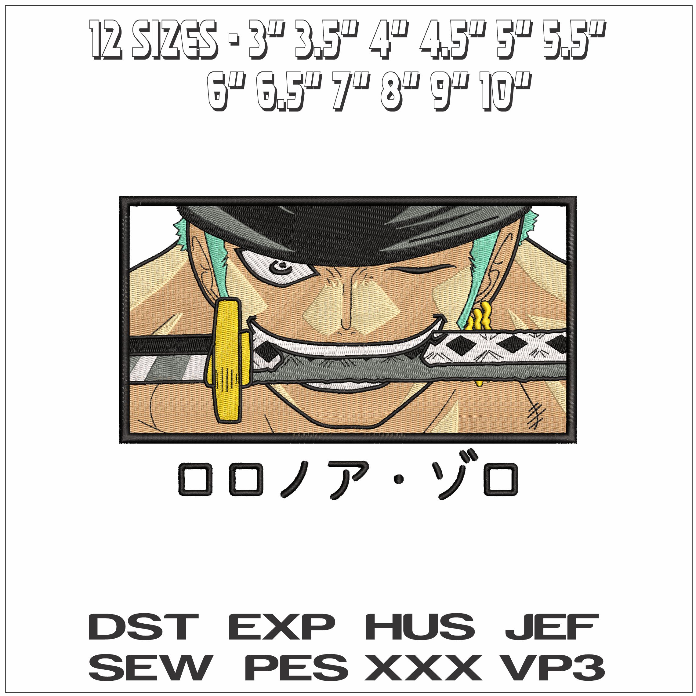 Roronoa Zoro biting Sword One Piece Anime- Elegant embroidery design file - instant download — view 2