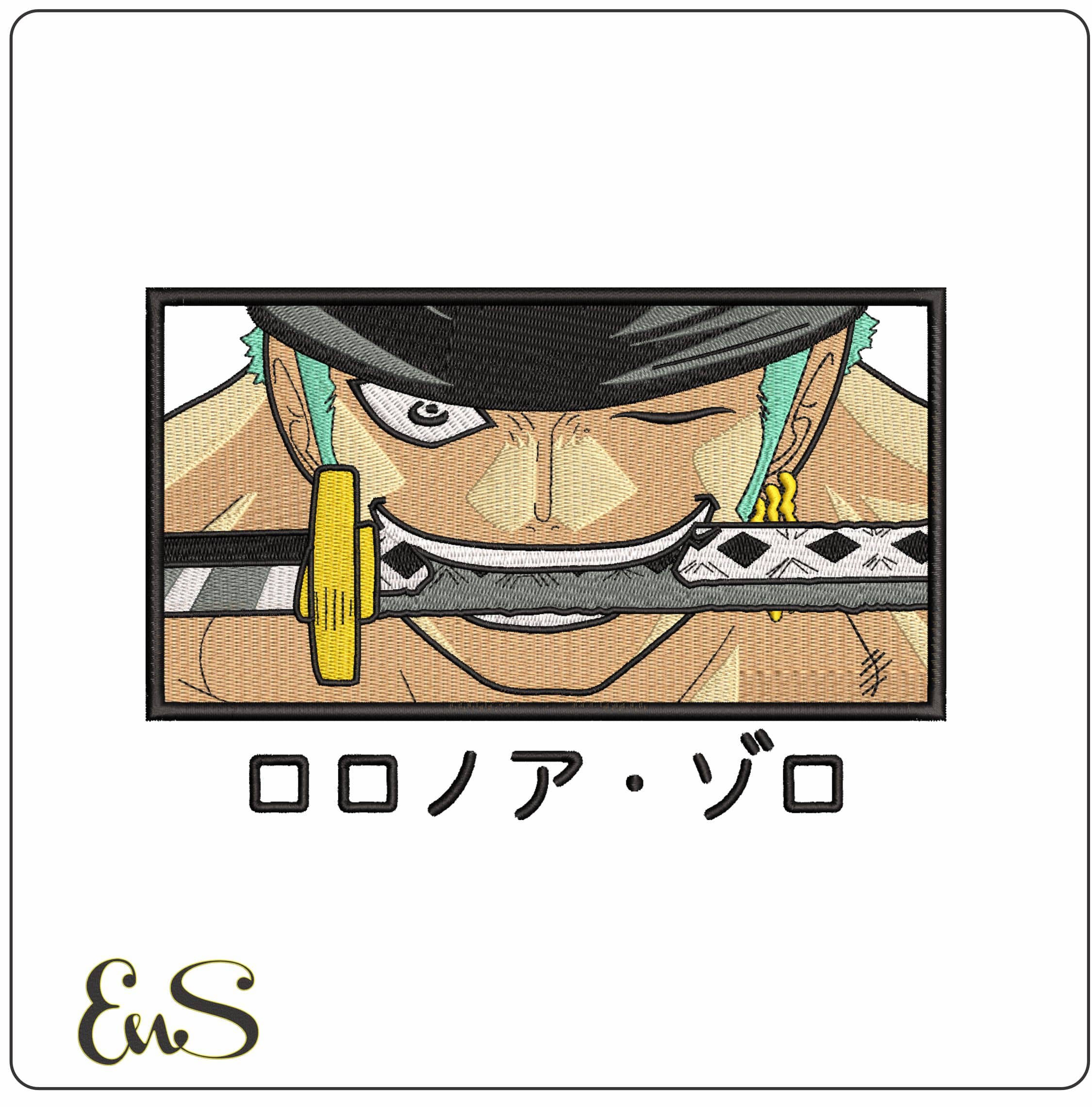 Roronoa Zoro biting Sword One Piece Anime- Elegant embroidery design file - instant download