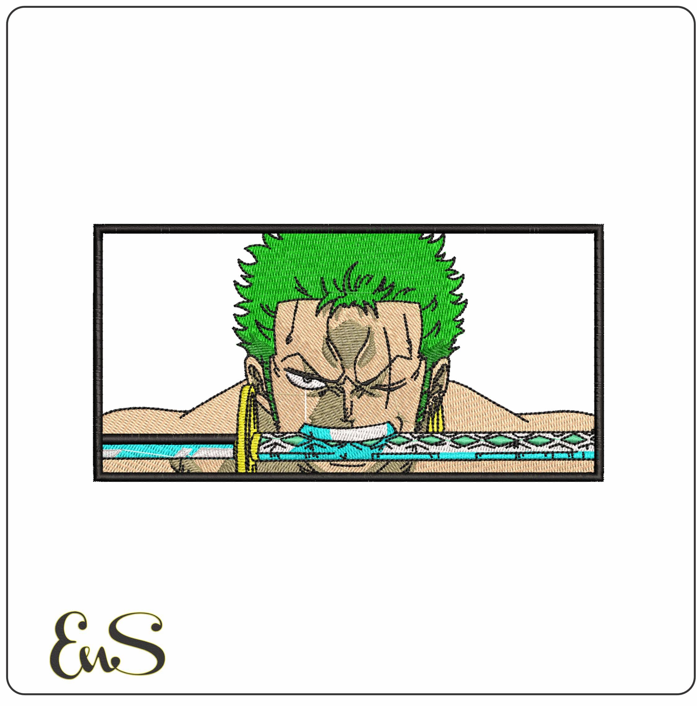 Roronoa Zoro biting Sword Head One Piece Anime- Elegant embroidery design file - instant download