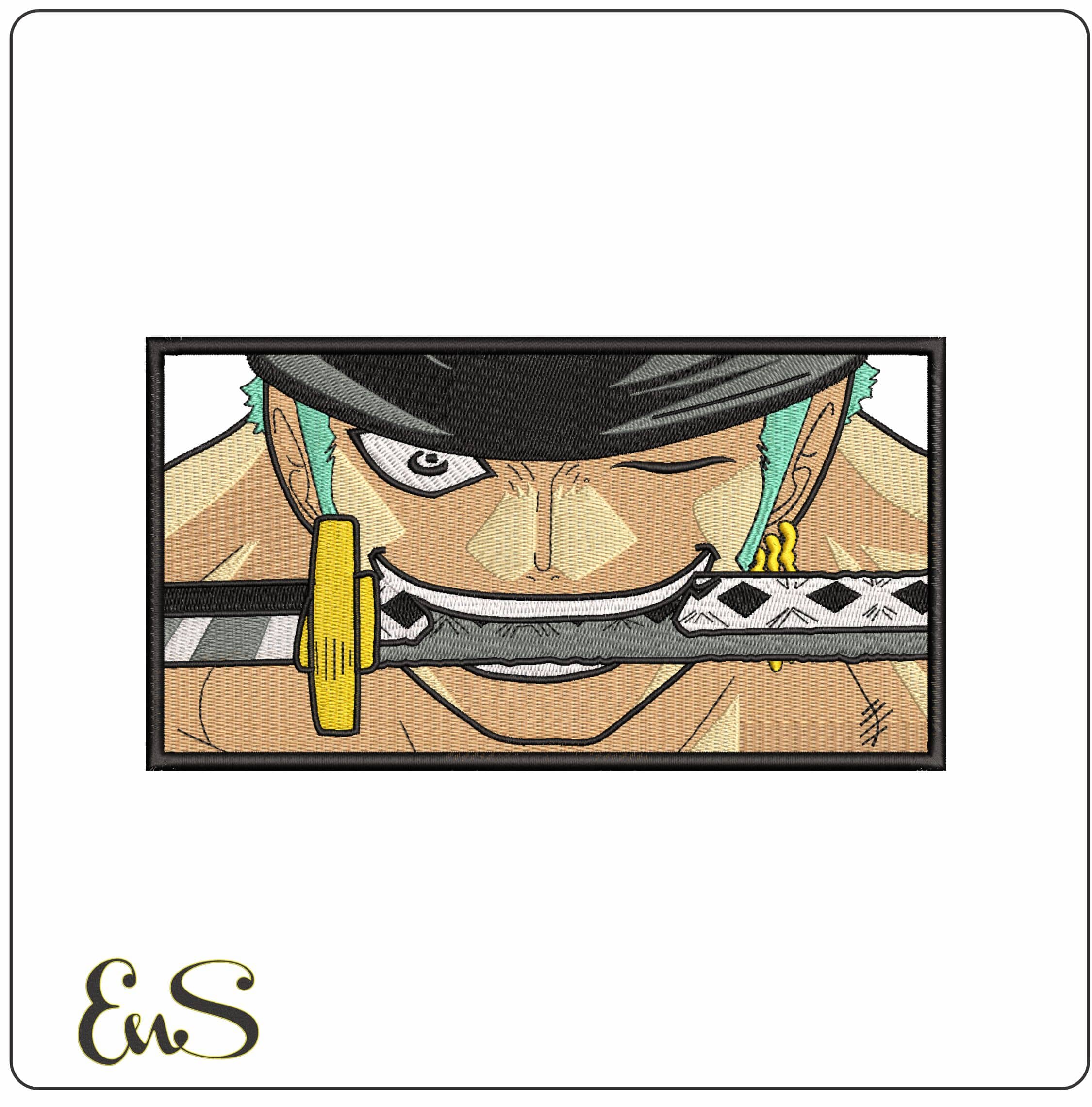 Roronoa Zoro biting Sword Head No Writing One Piece Anime- Elegant embroidery design file - instant download