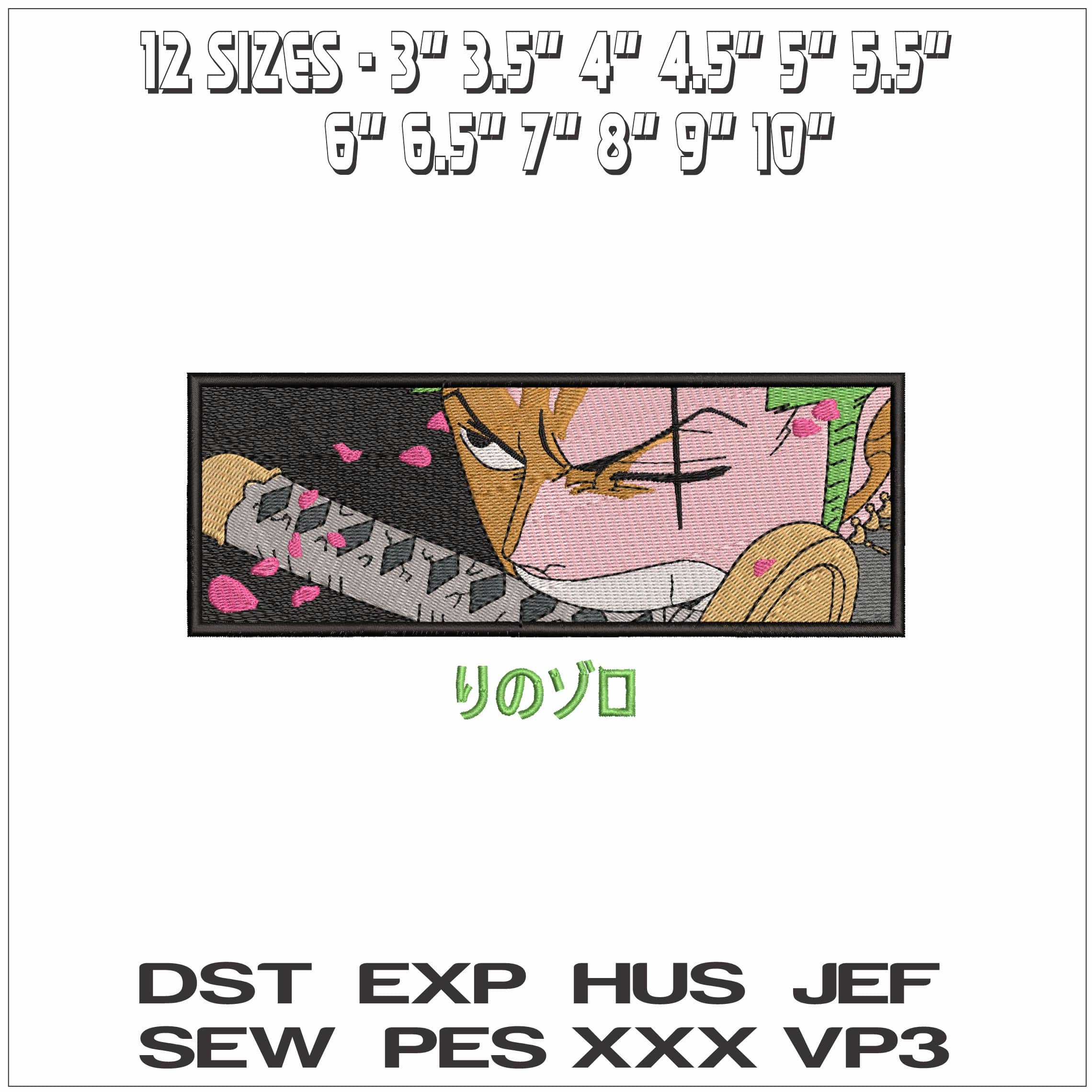 Roronoa Zoro blade in Mouth One Piece Anime- Elegant embroidery design file - instant download — view 2