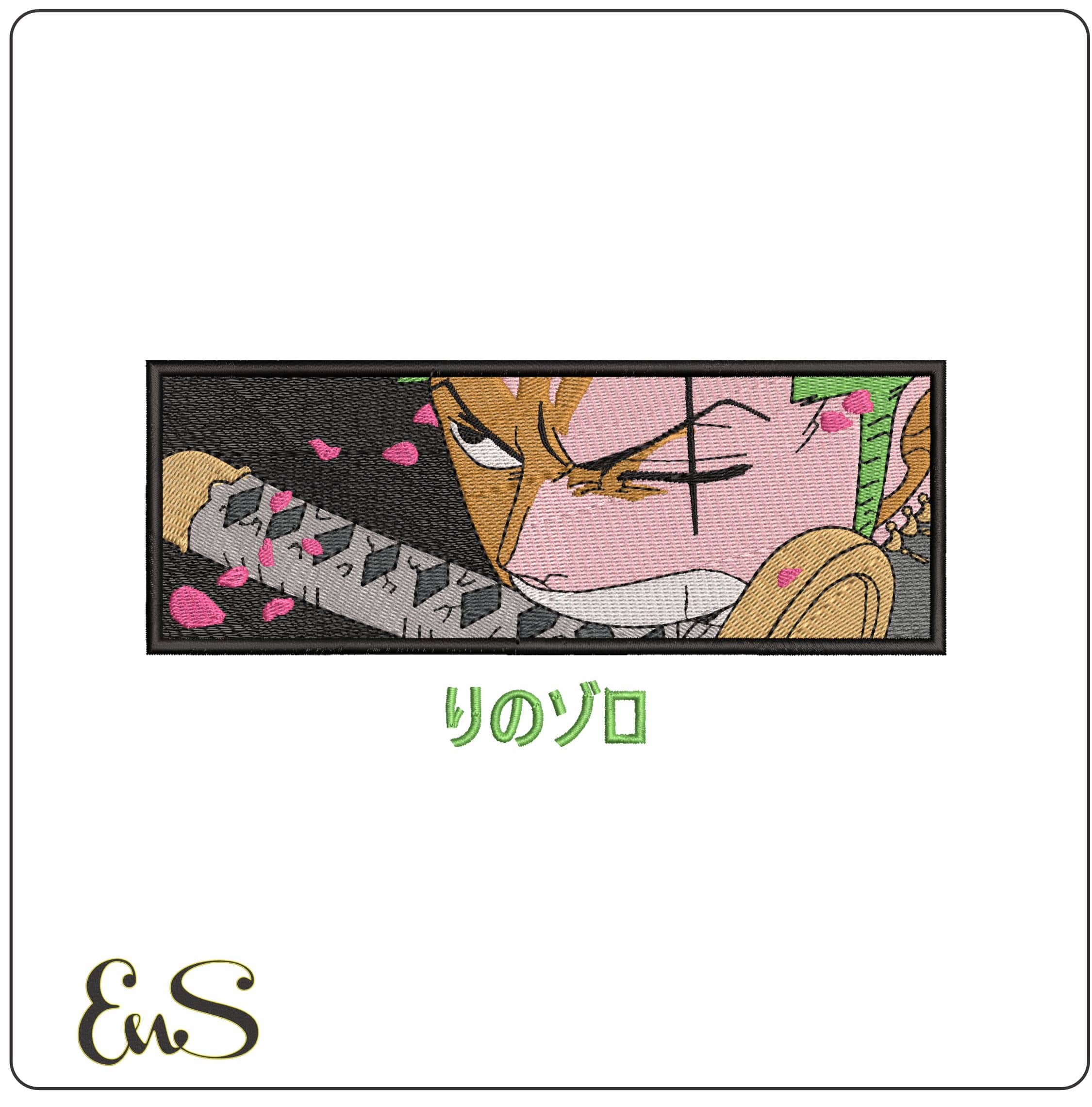 Roronoa Zoro blade in Mouth One Piece Anime- Elegant embroidery design file - instant download