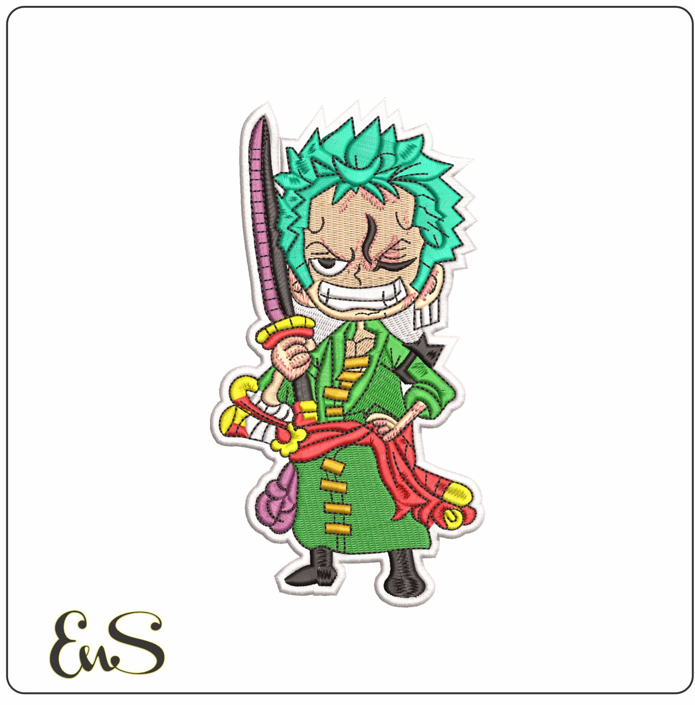 Roronoa Zoro Chibi One Piece Anime- Elegant embroidery design file - instant download