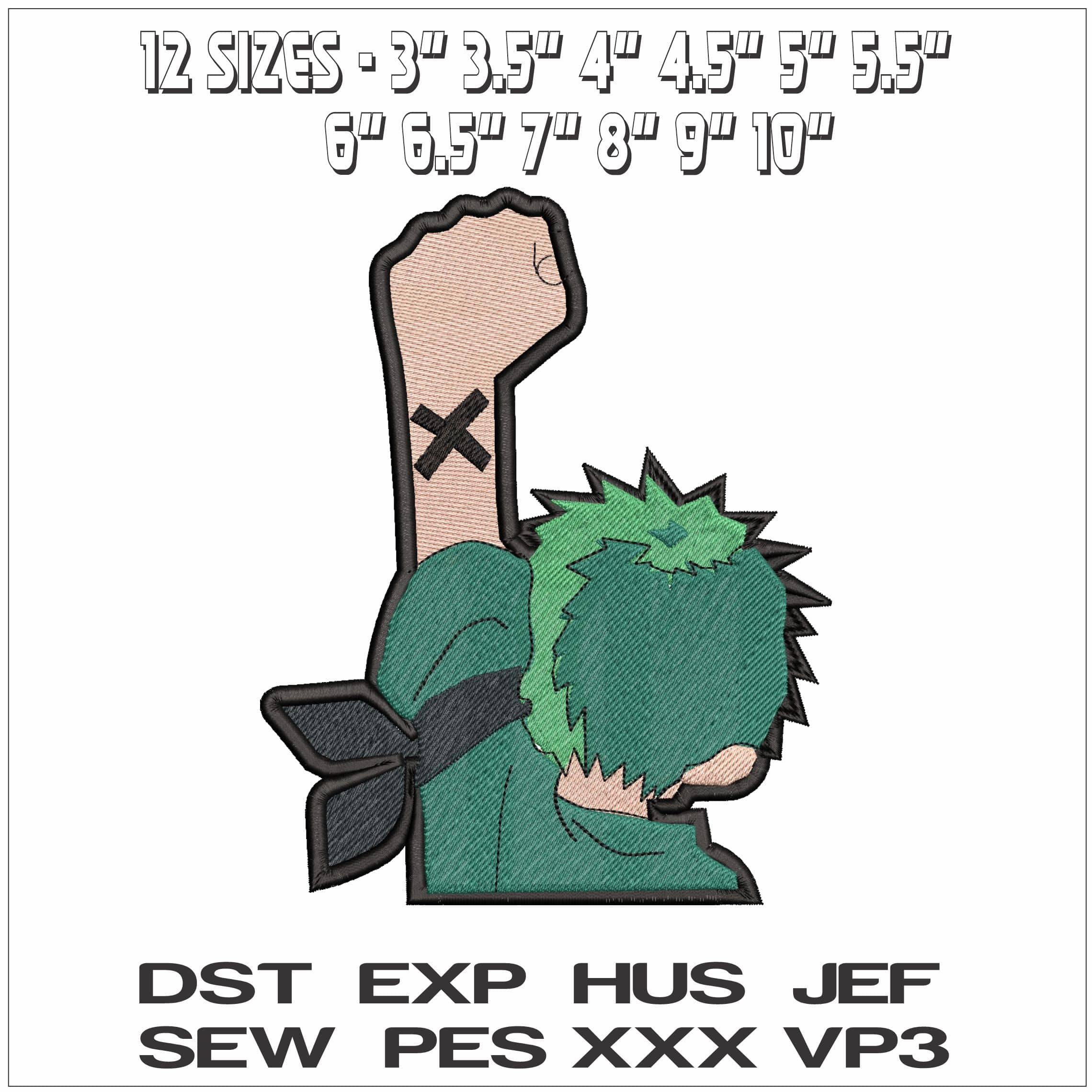 Roronoa Zoro Saluting One Piece Anime- Elegant embroidery design file - instant download — view 2