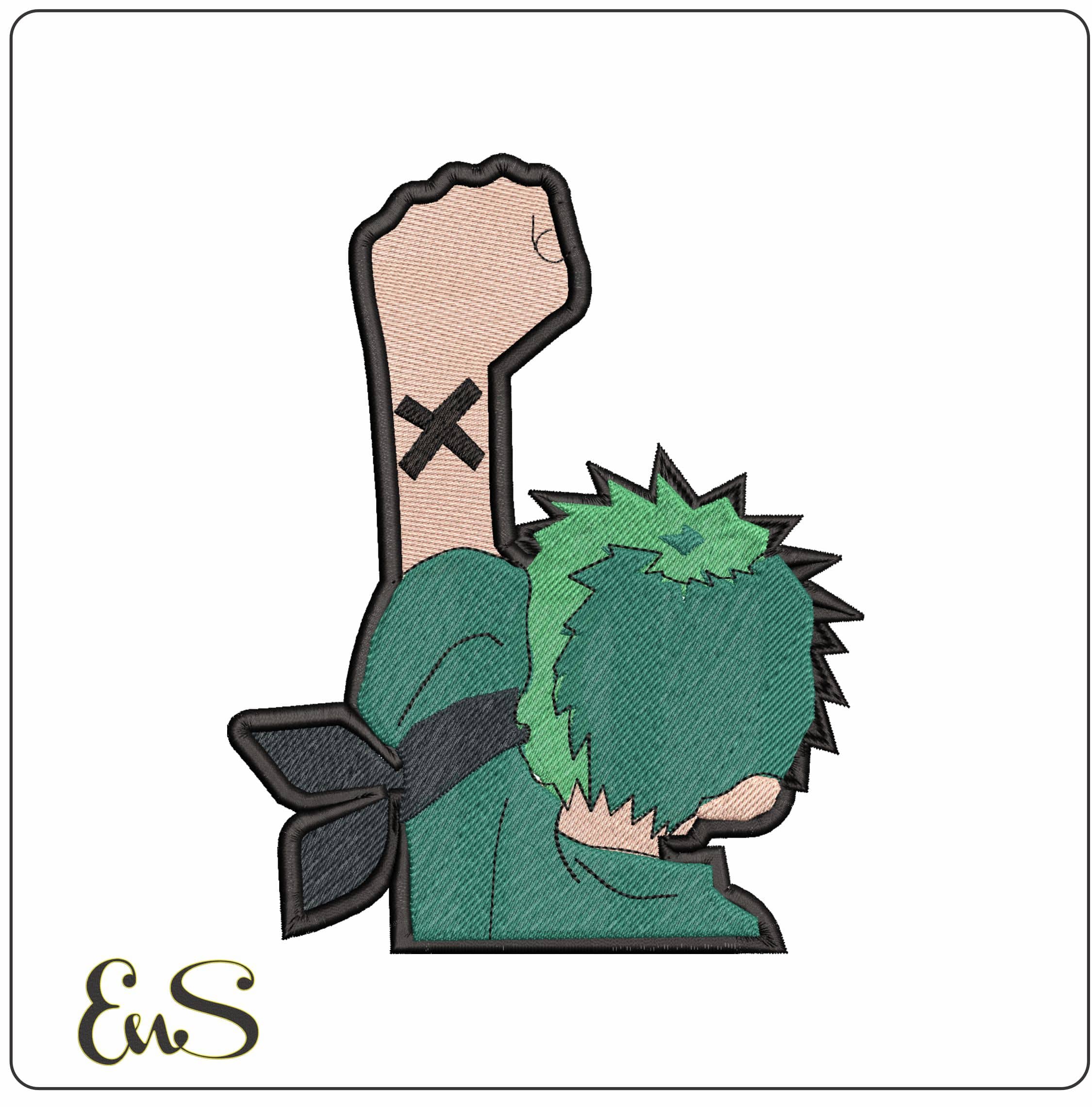 Roronoa Zoro Saluting One Piece Anime- Elegant embroidery design file - instant download