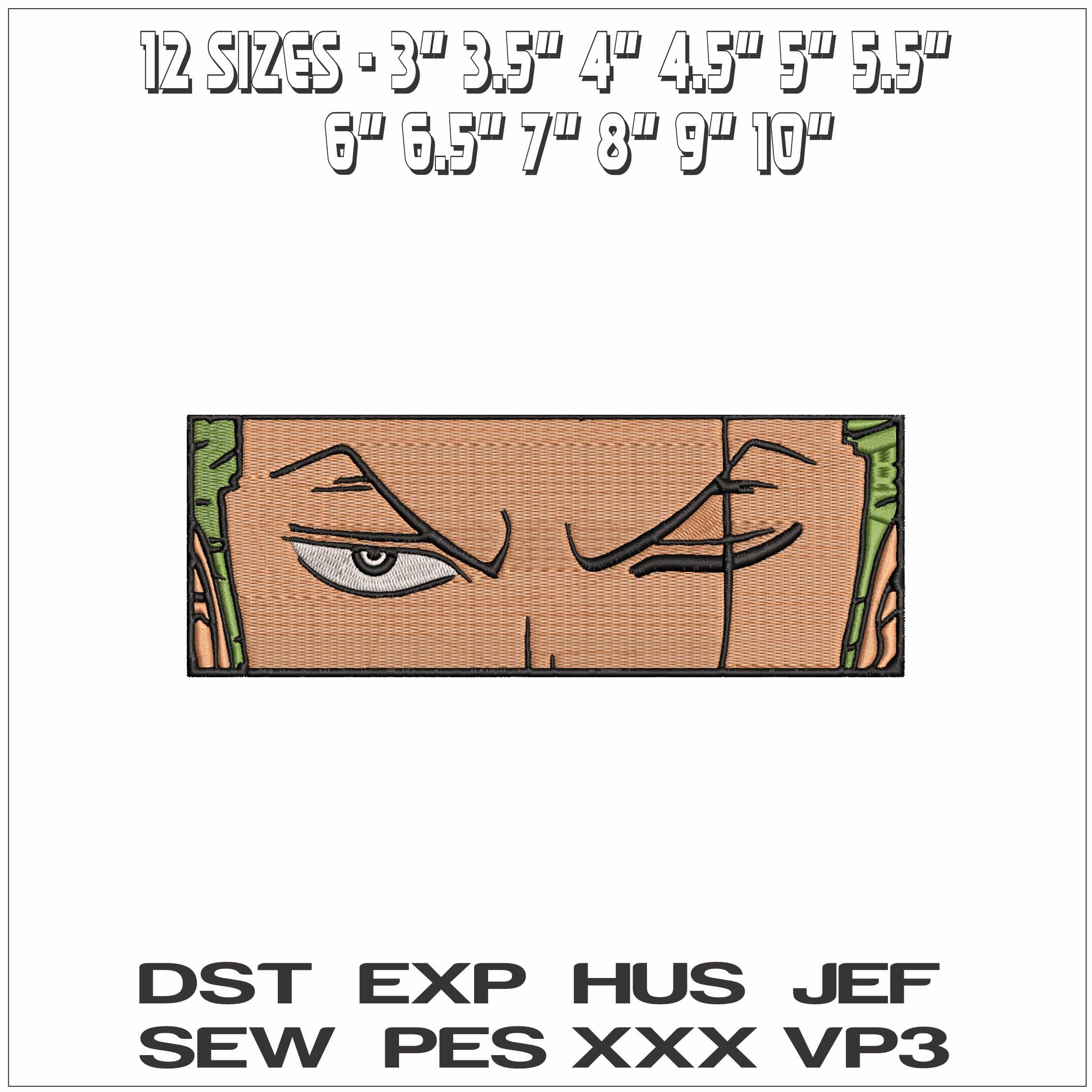 Roronoa Zoro winking Eye One Piece Anime- Elegant embroidery design file - instant download — view 2