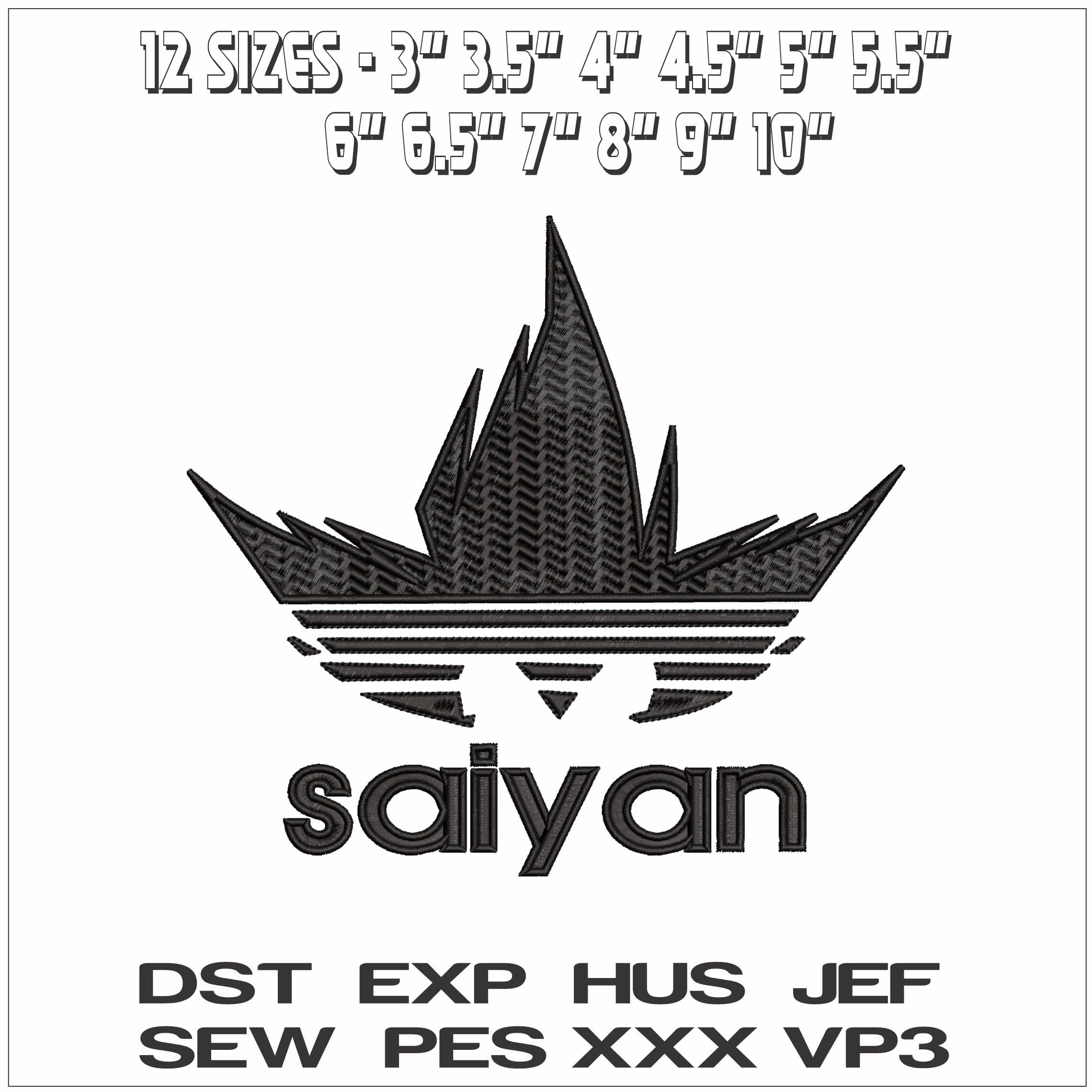 Saiyan Adidas- Elegant embroidery design file - instant download — view 2