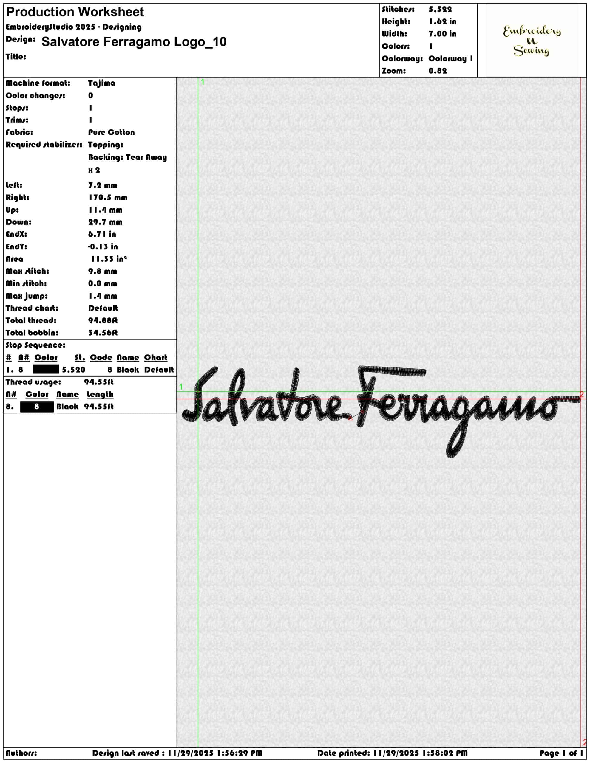 Salvatore Ferragamo Logo- Elegant embroidery design file - instant download — view 3