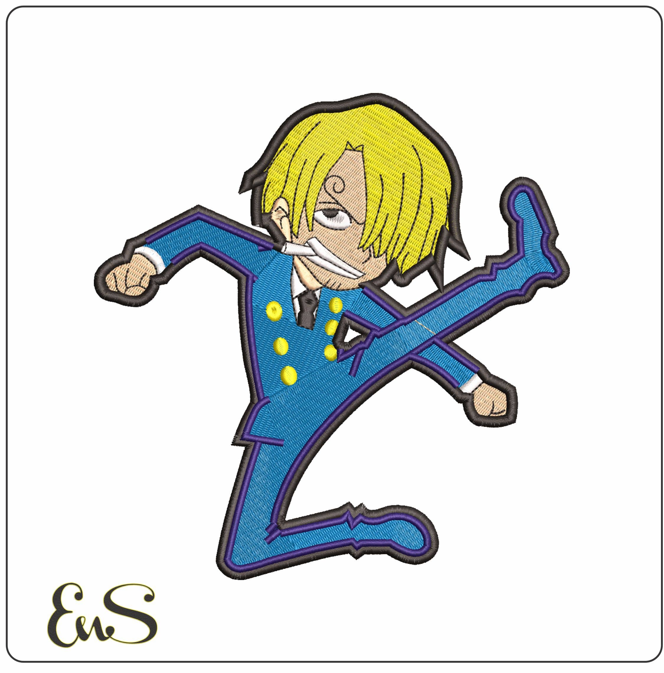 Sanji Chibi One Piece Anime- Elegant embroidery design file - instant download