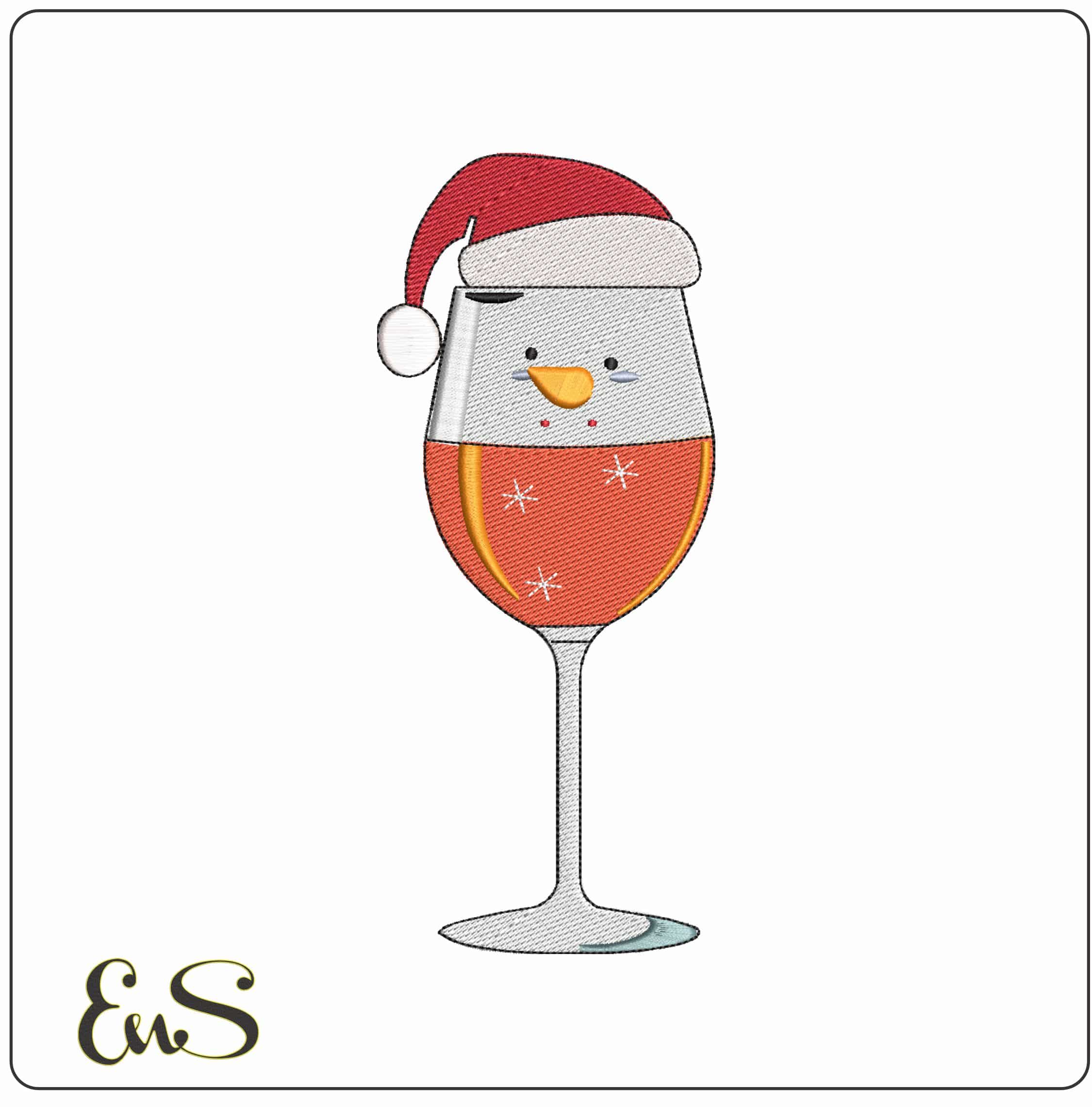 Santa Christmas Drinks- Elegant embroidery design file - instant download
