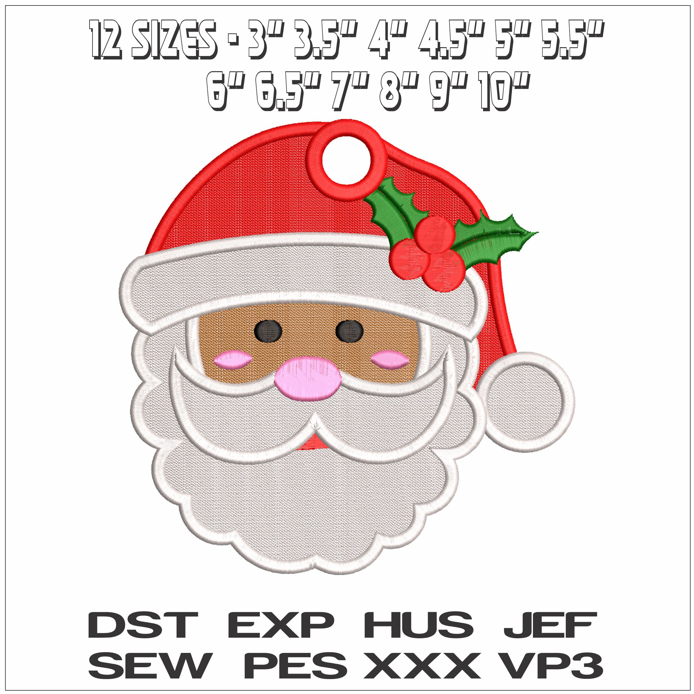 Santa Face Pendant- Elegant embroidery design file - instant download — view 2