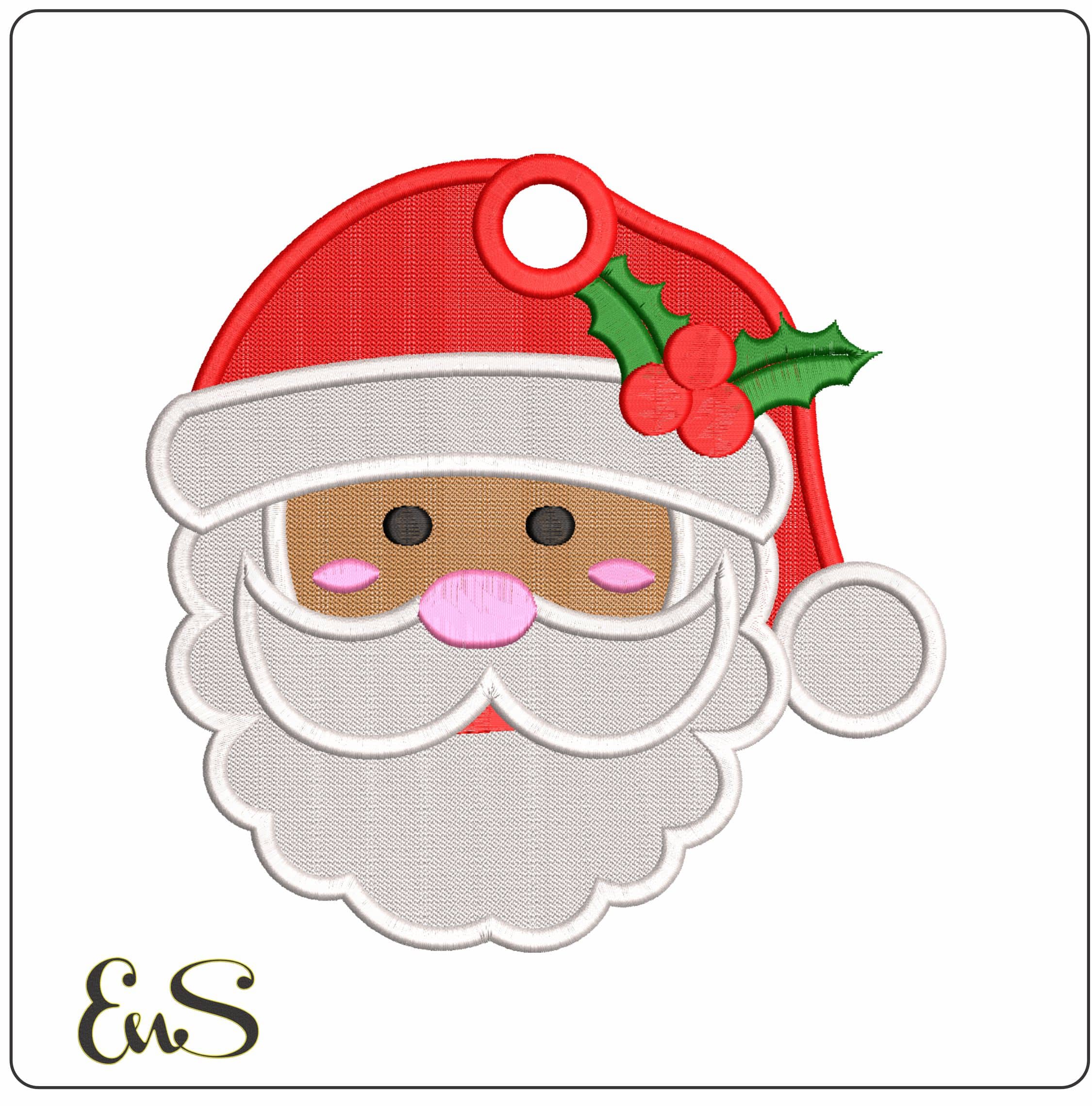 Santa Face Pendant- Elegant embroidery design file - instant download