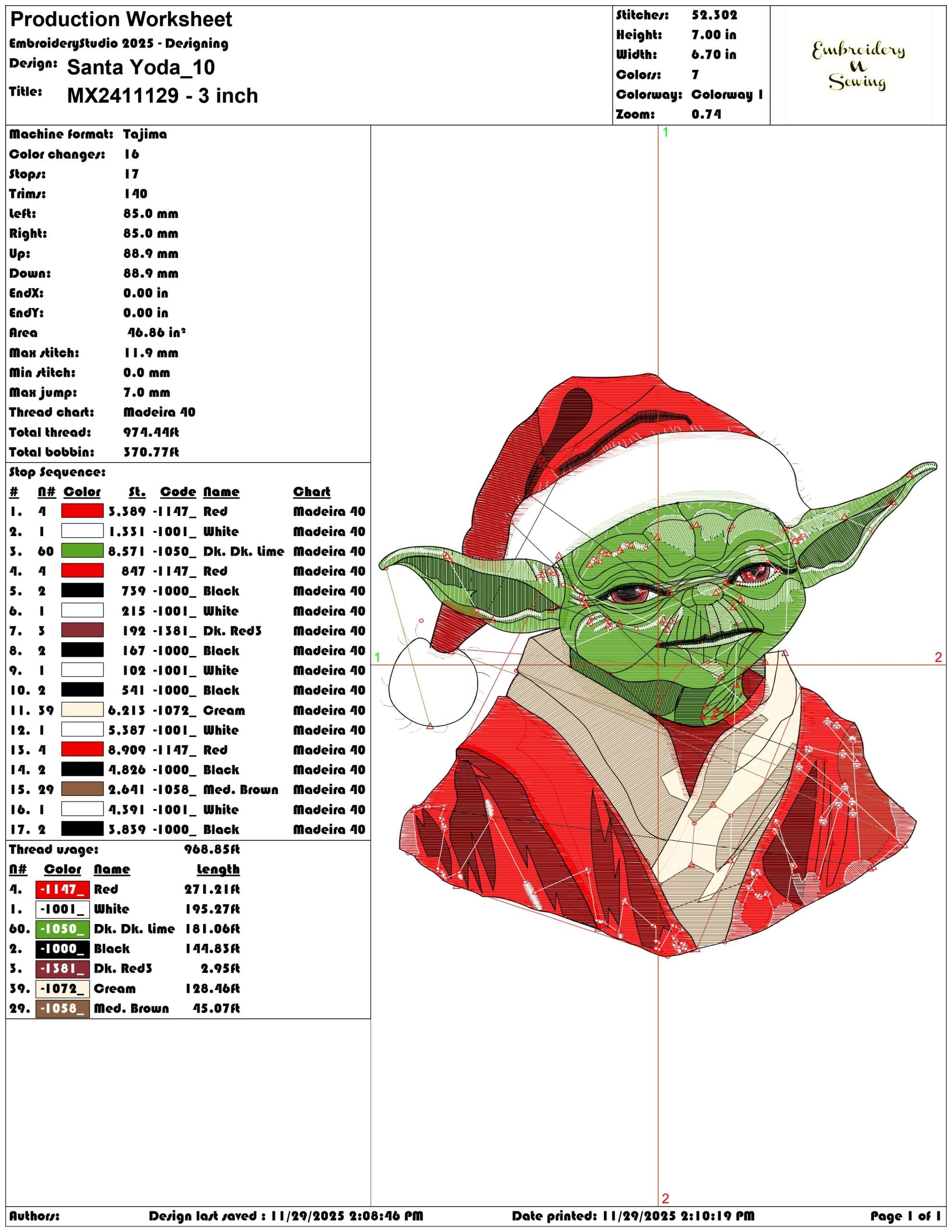 Santa Yoda- Elegant embroidery design file - instant download — view 3