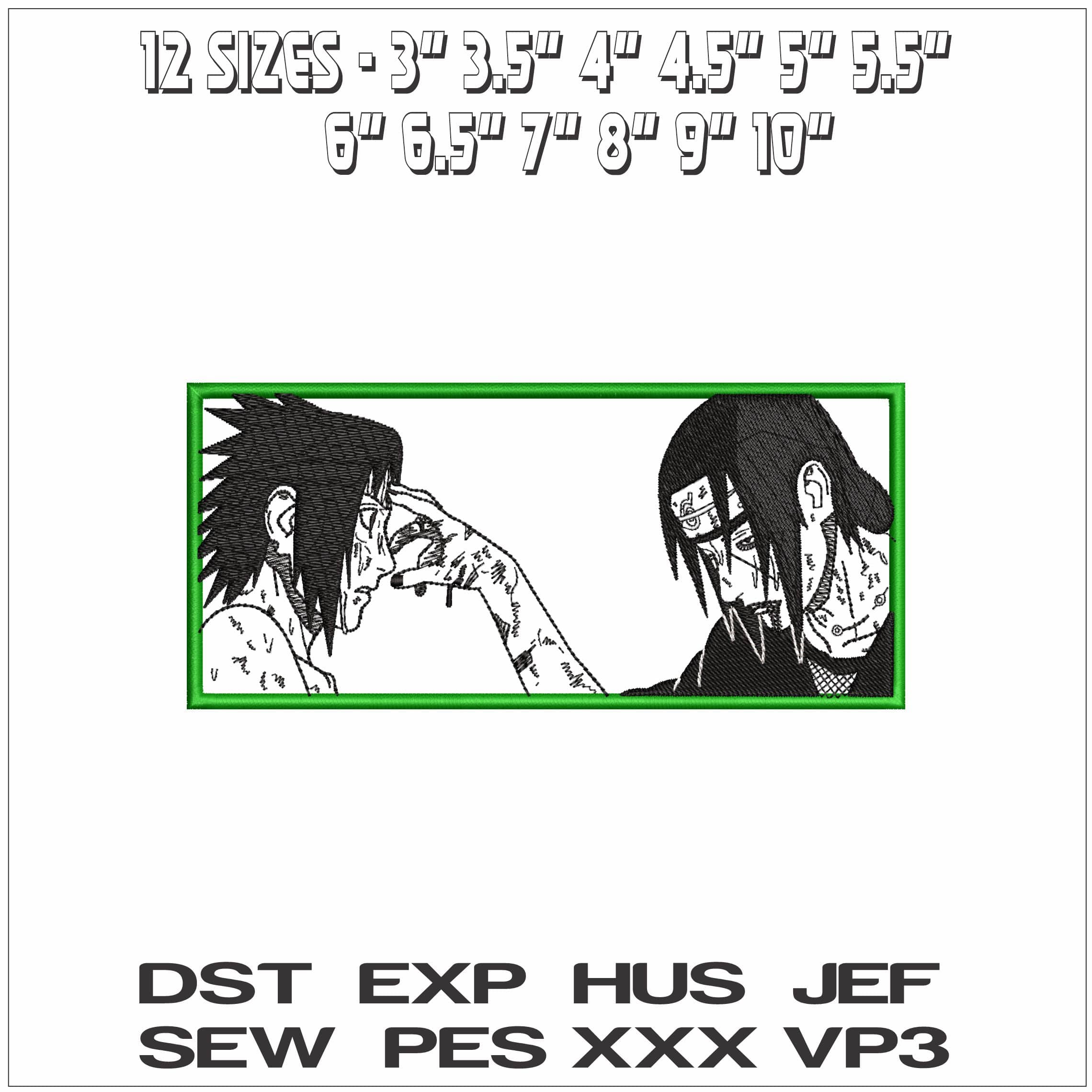 Sasuke and Itachi Uchiha Naruto Anime- Elegant embroidery design file - instant download — view 2