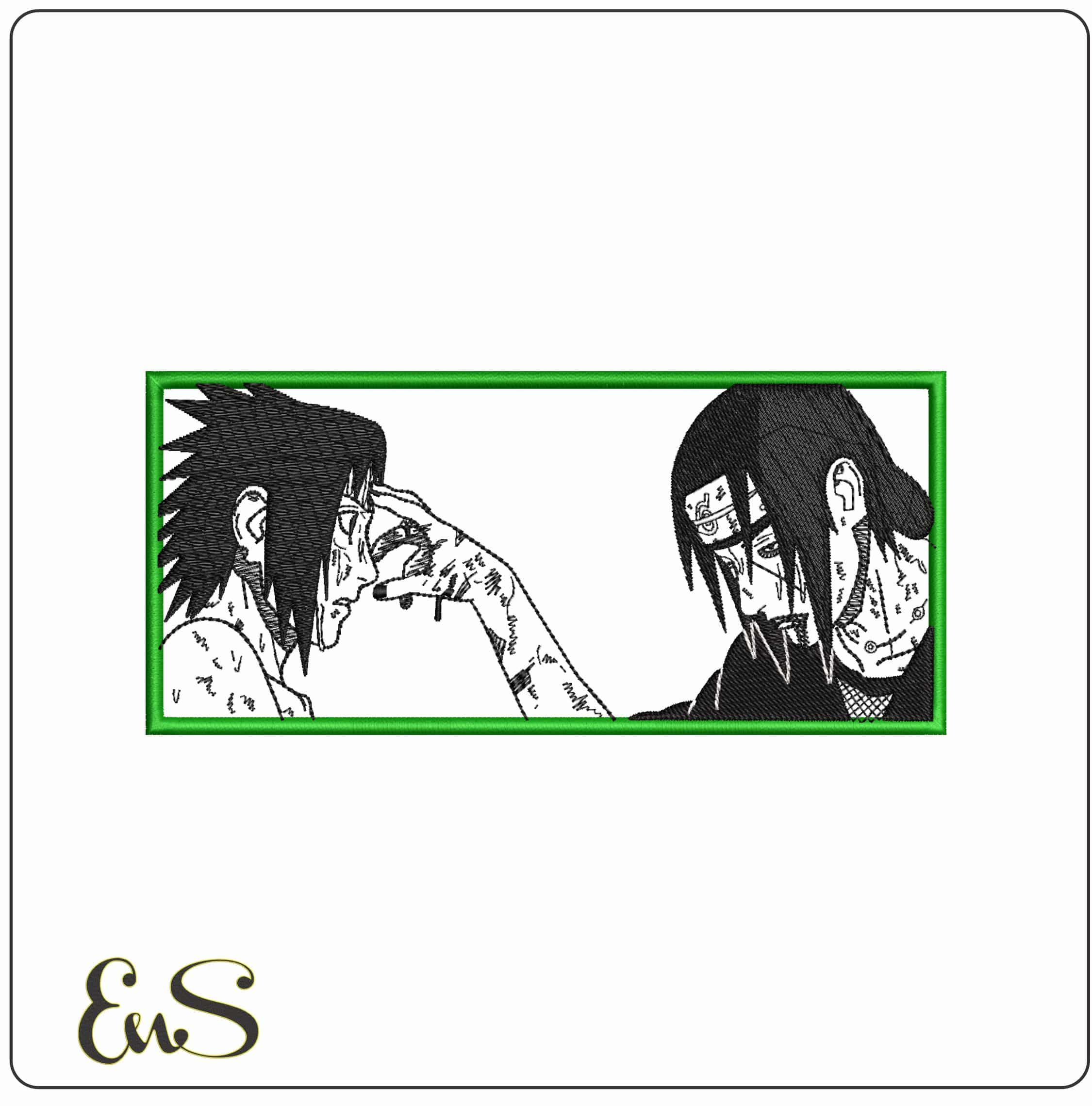 Sasuke and Itachi Uchiha Naruto Anime- Elegant embroidery design file - instant download