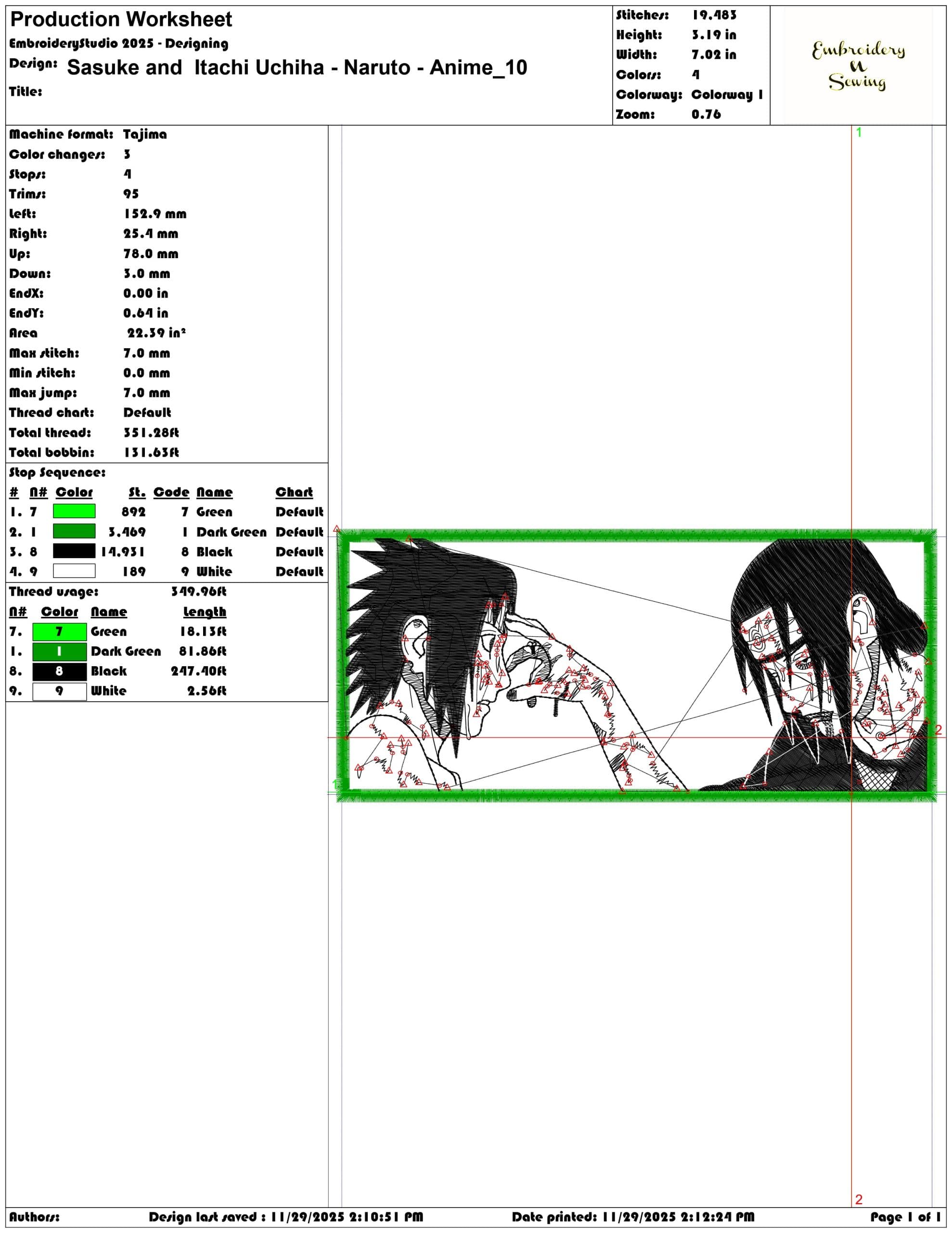 Sasuke and Itachi Uchiha Naruto Anime- Elegant embroidery design file - instant download — view 3