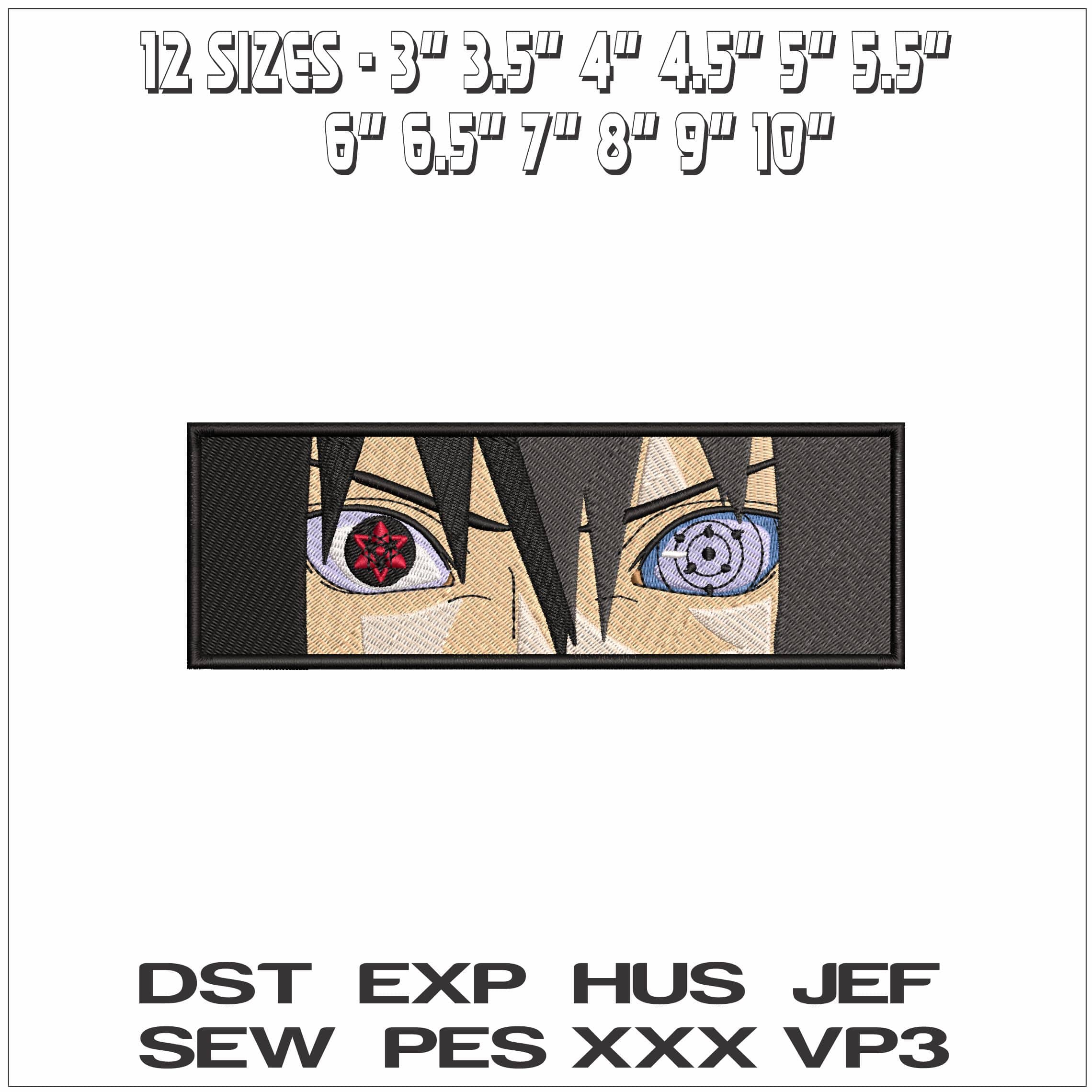 Sasuke Uchiha Intense Glare Sharingan Eyes Naruto Anime- Elegant embroidery design file - instant download — view 2