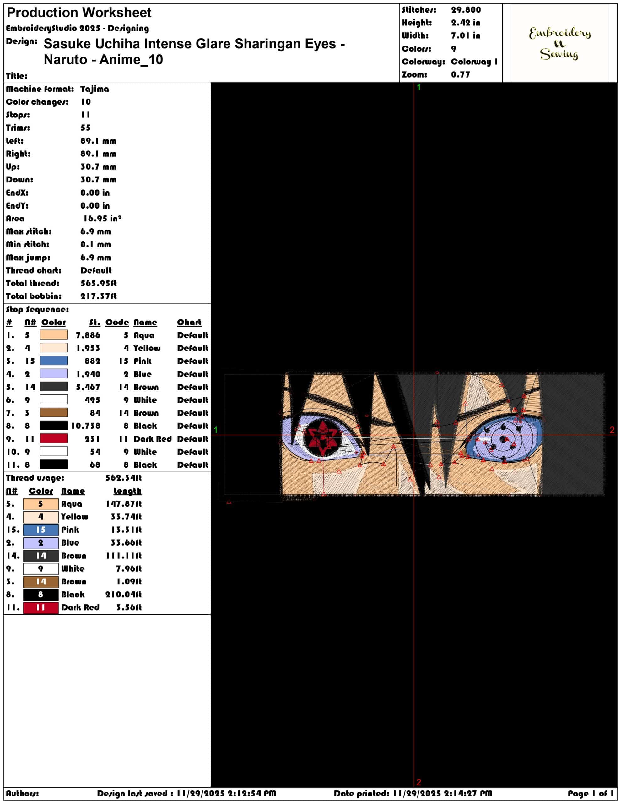 Sasuke Uchiha Intense Glare Sharingan Eyes Naruto Anime- Elegant embroidery design file - instant download — view 3