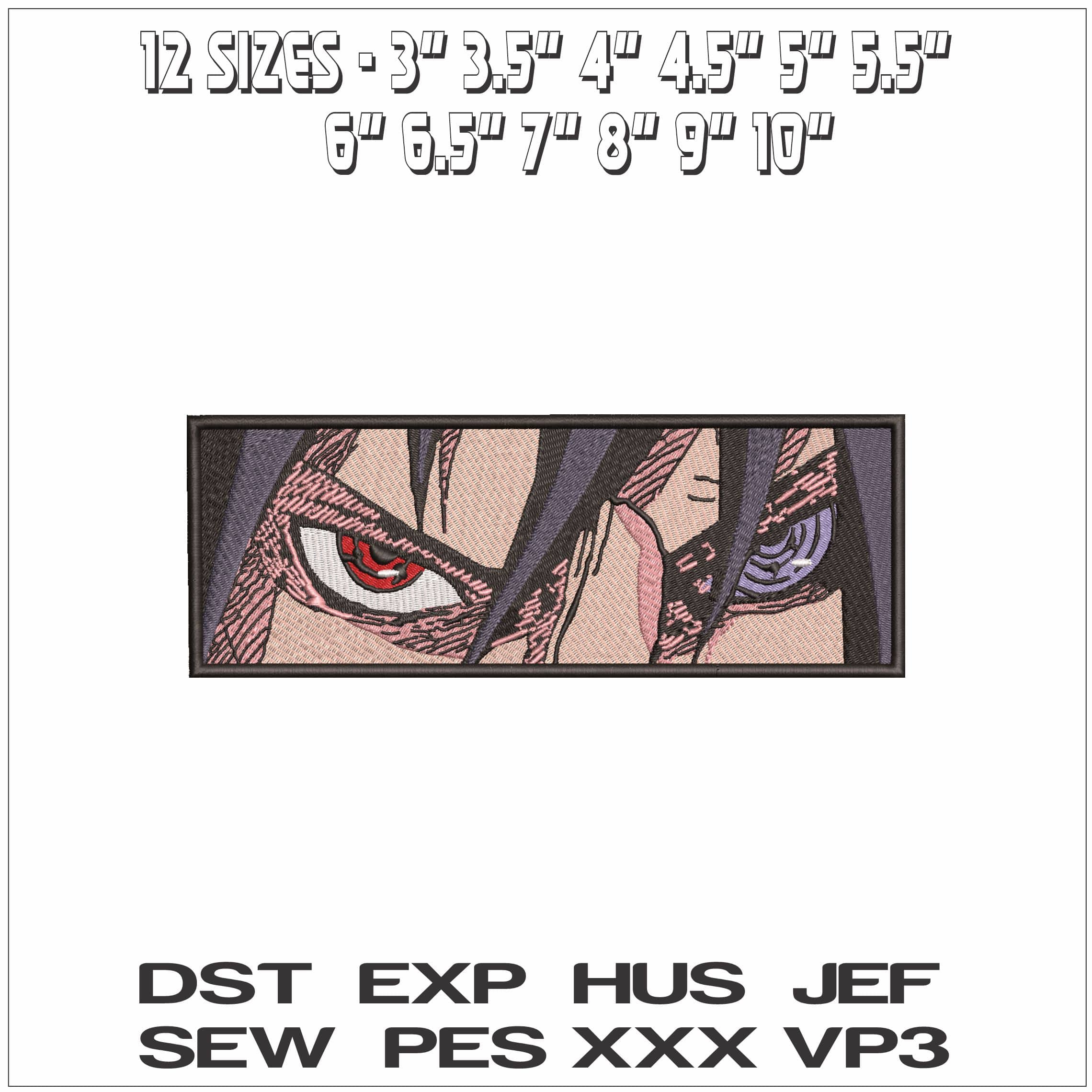Sasuke Uchiha Intense Sharingan Eyes Naruto Anime- Elegant embroidery design file - instant download — view 2