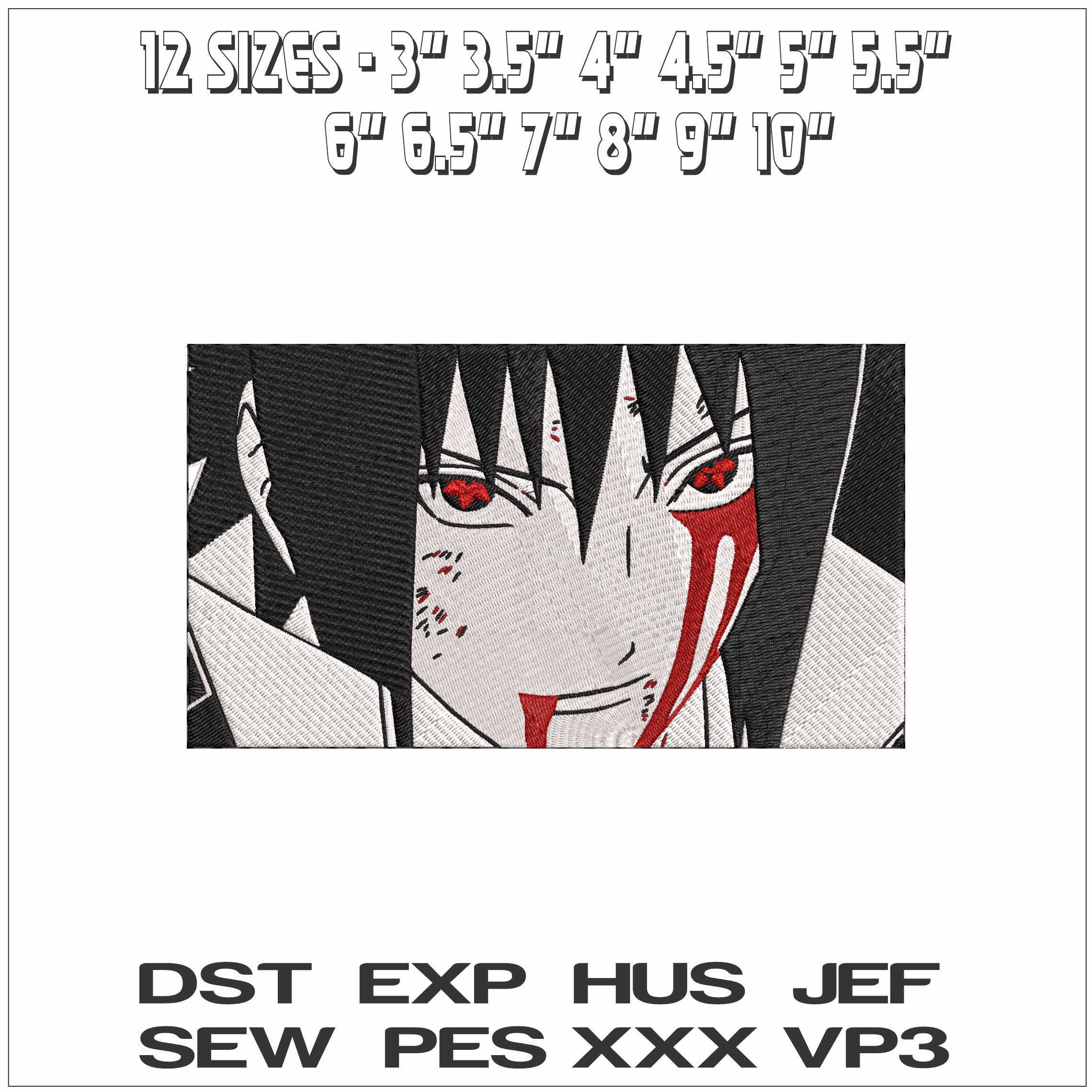 Sasuke Uchiha Sharingan Eyes Naruto Anime- Elegant embroidery design file - instant download — view 2