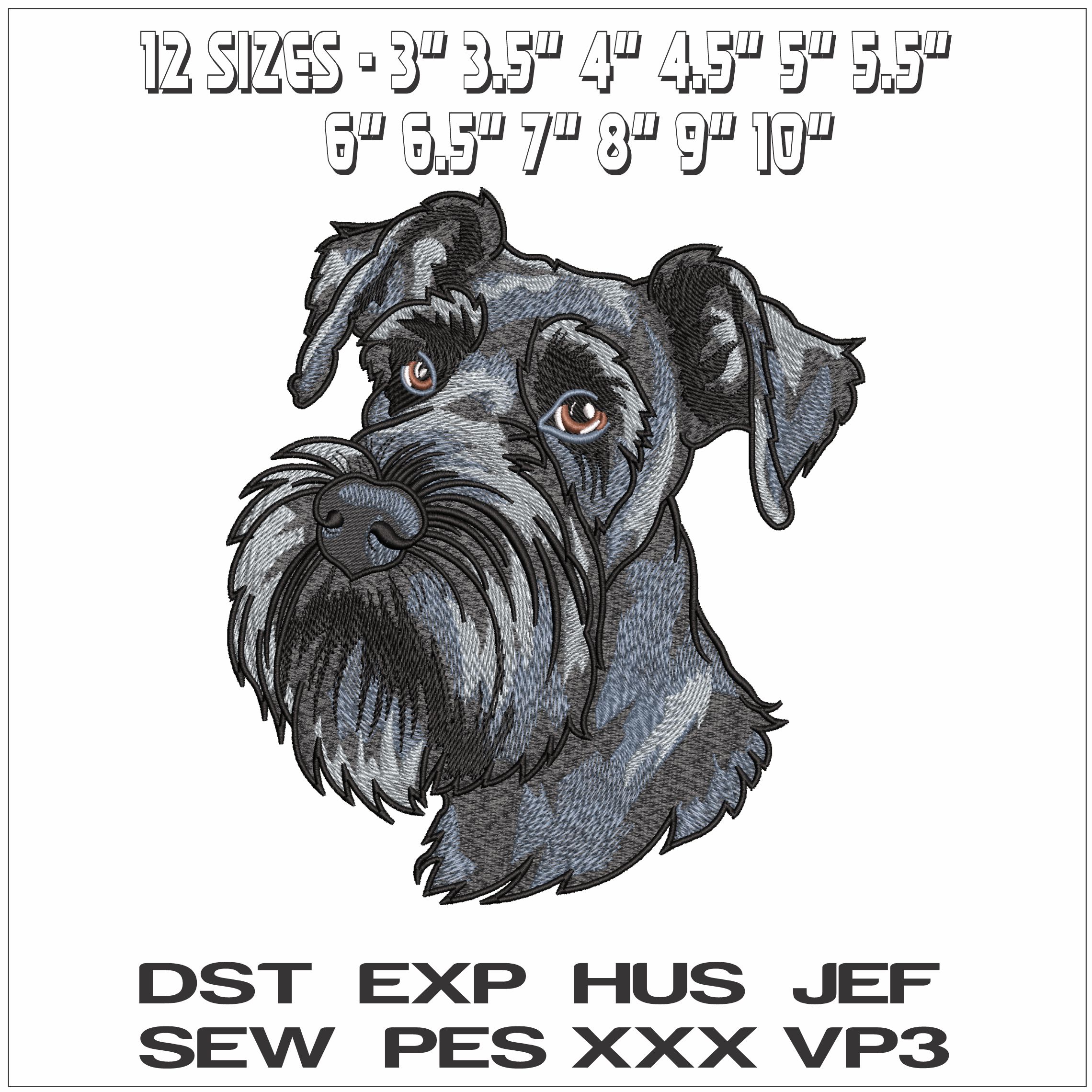 Schnauzer Dog Head- Elegant embroidery design file - instant download — view 2