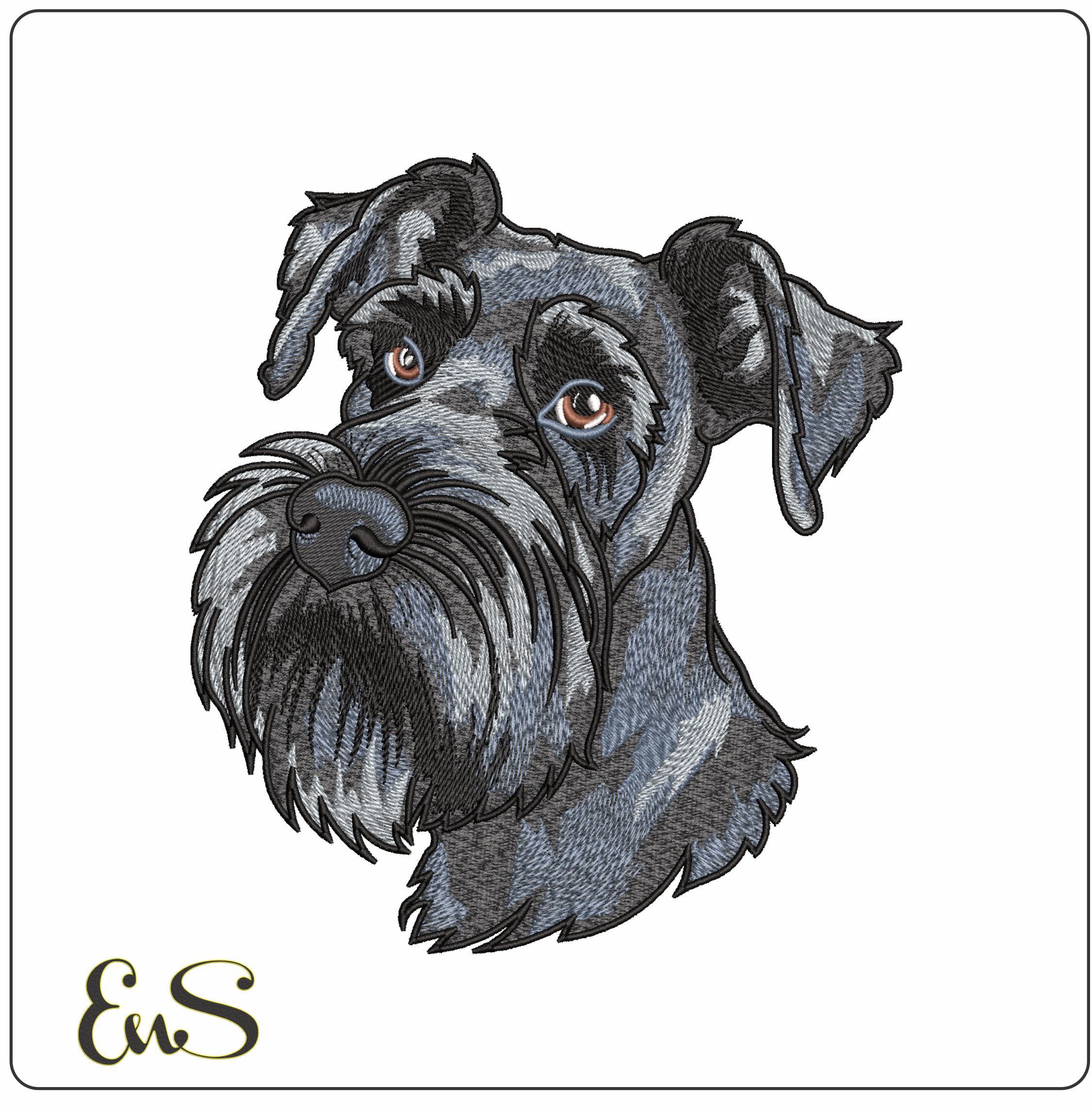 Schnauzer Dog Head- Elegant embroidery design file - instant download