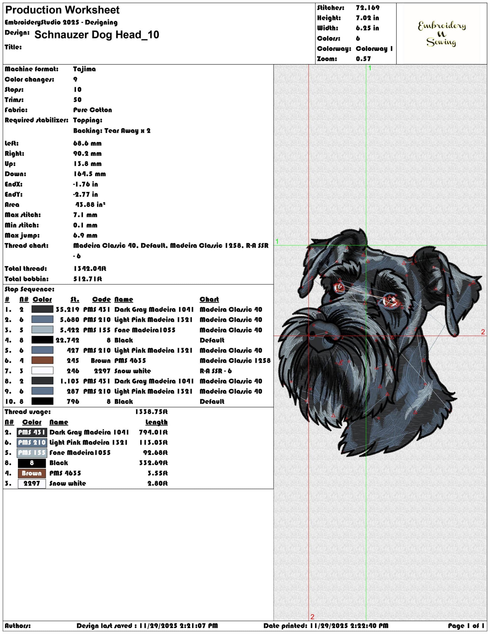 Schnauzer Dog Head- Elegant embroidery design file - instant download — view 3