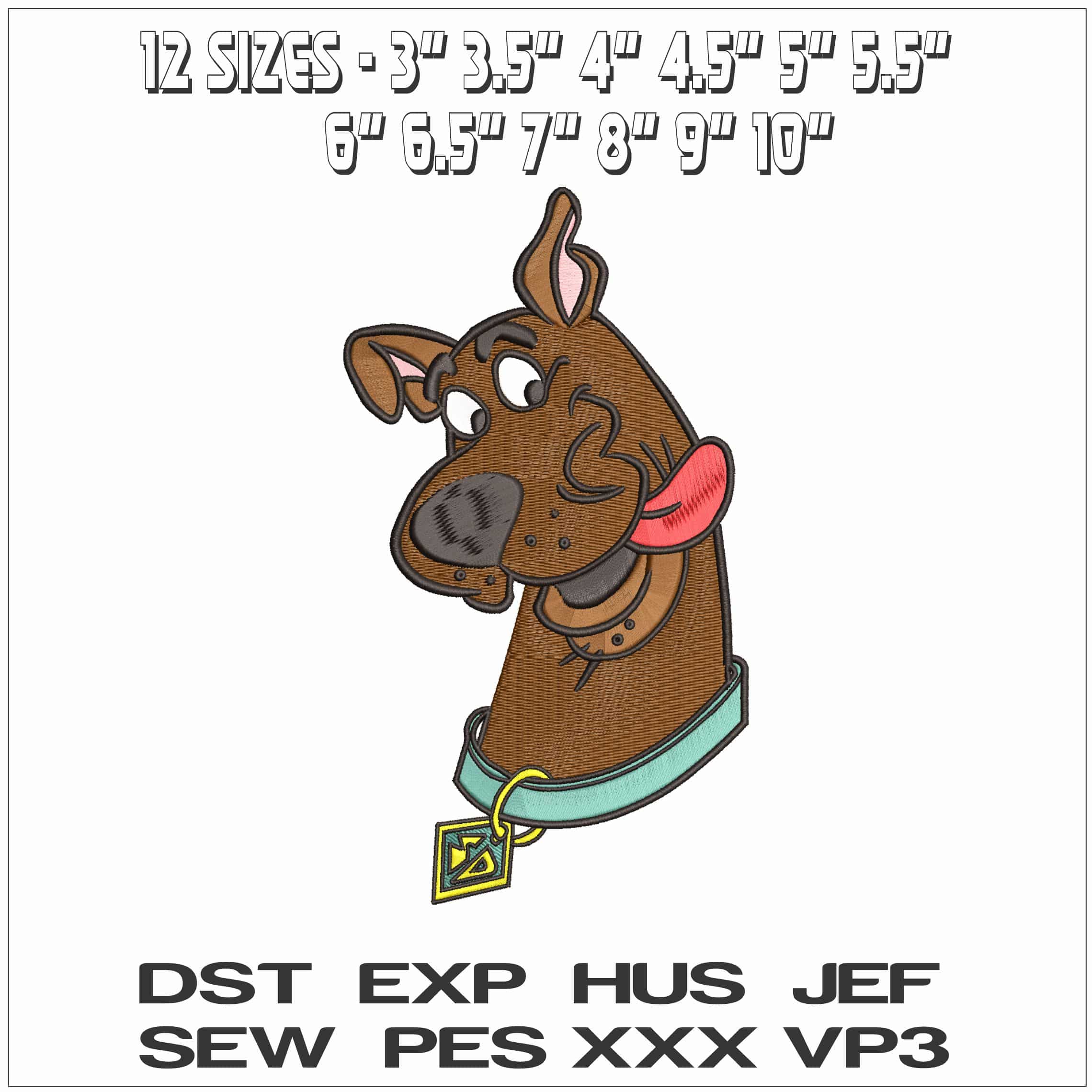 Scooby Doo Head- Elegant embroidery design file - instant download — view 2