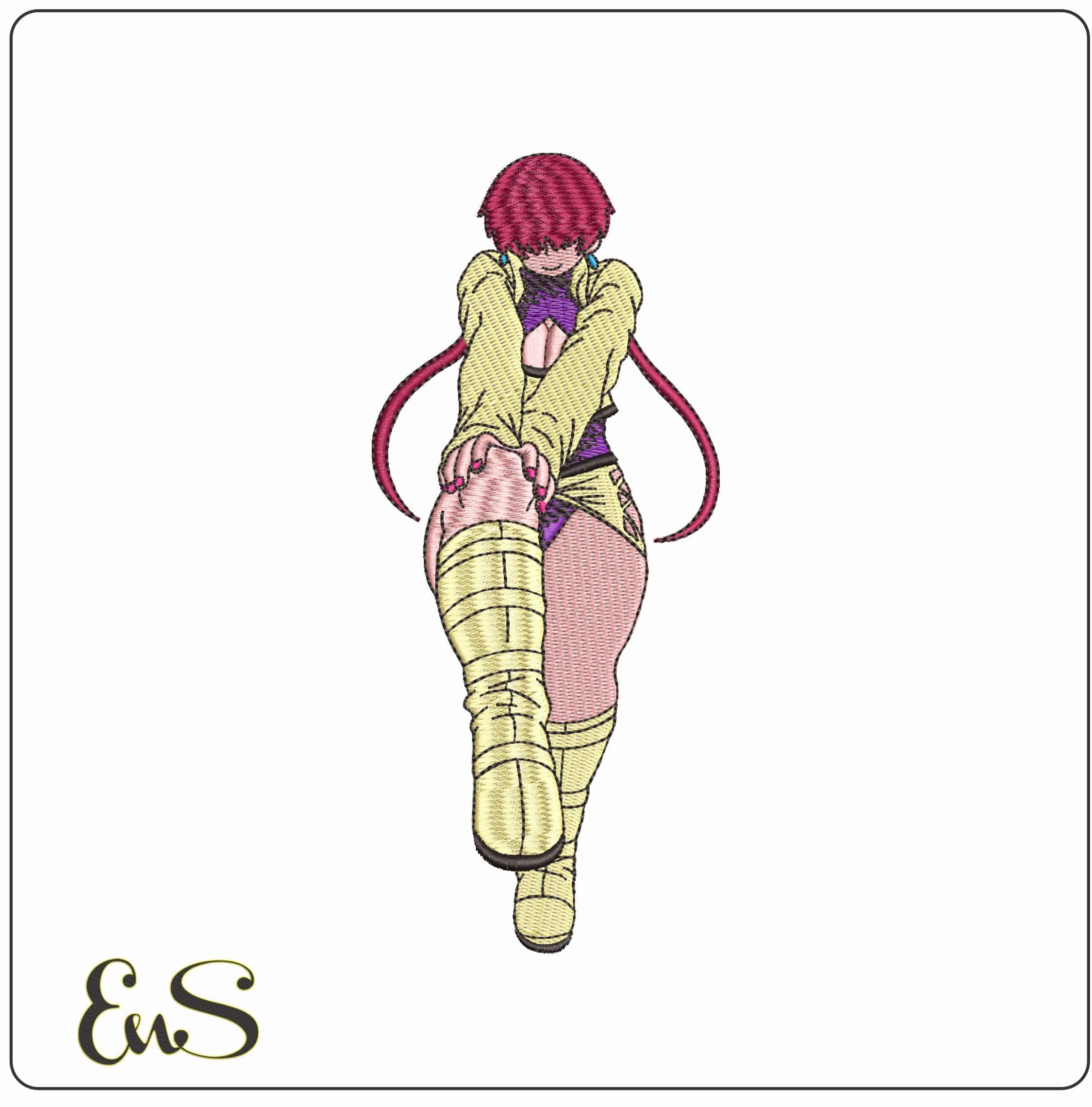Shermie King of Fighters Anime- Elegant embroidery design file - instant download
