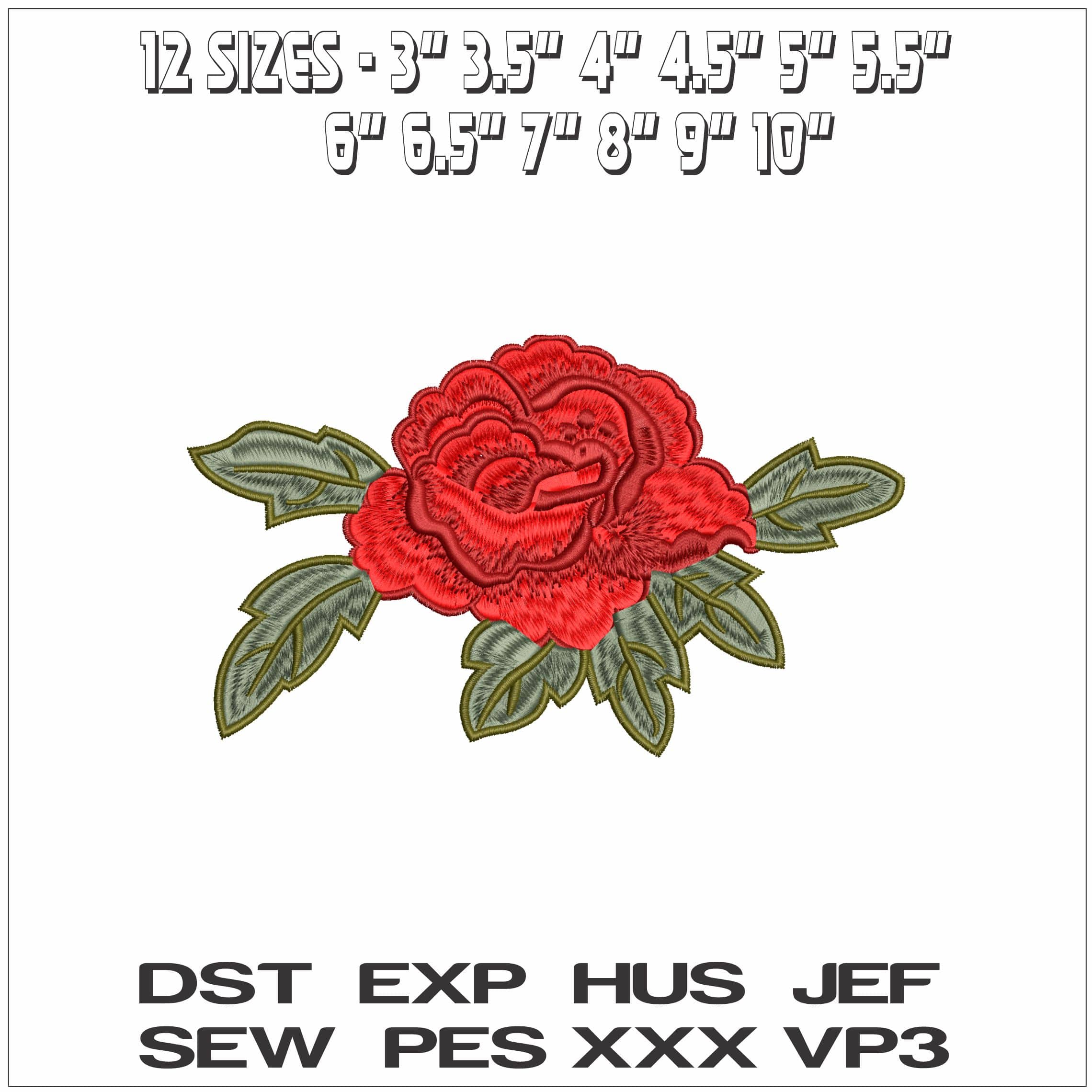 Single rose head- Elegant embroidery design file - instant download — view 2