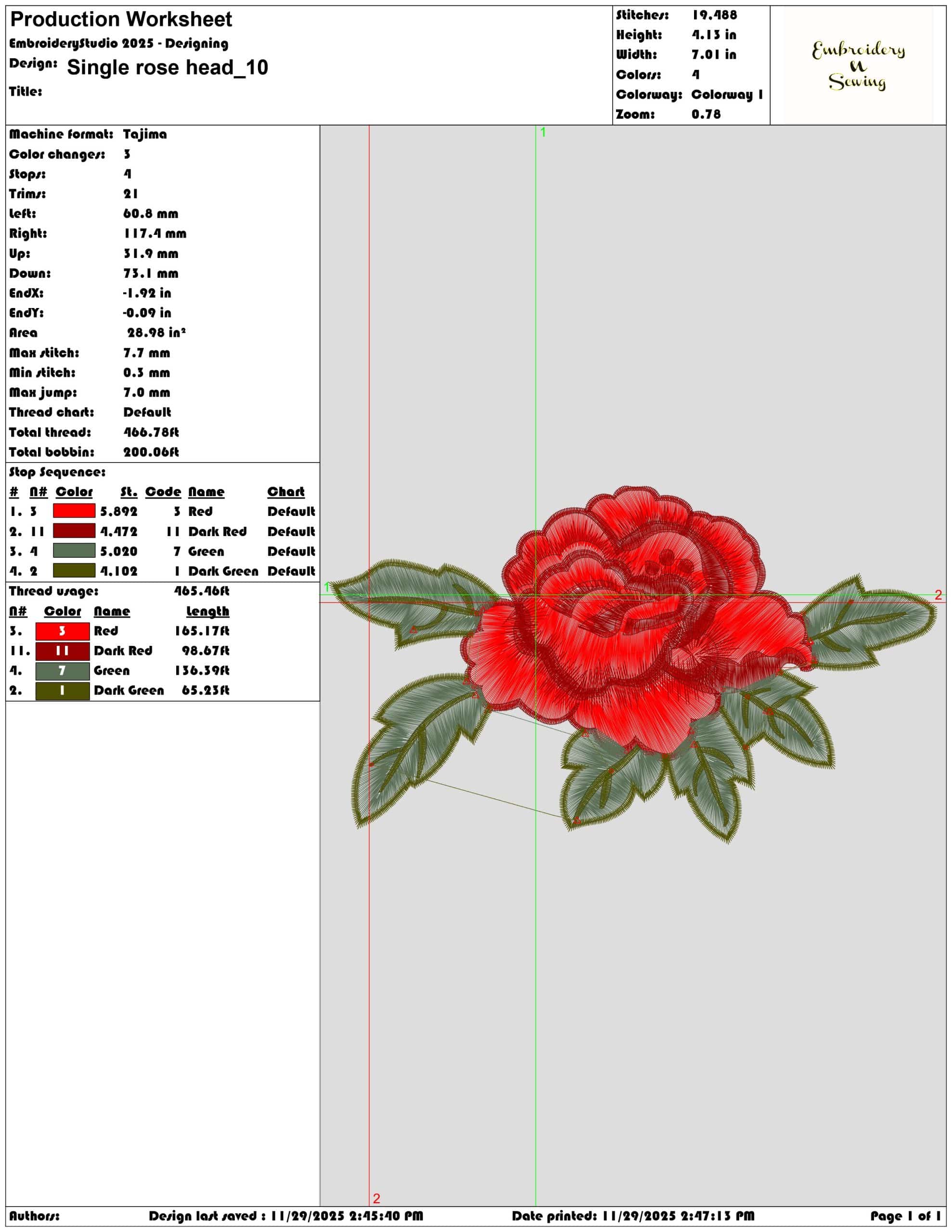 Single rose head- Elegant embroidery design file - instant download — view 3
