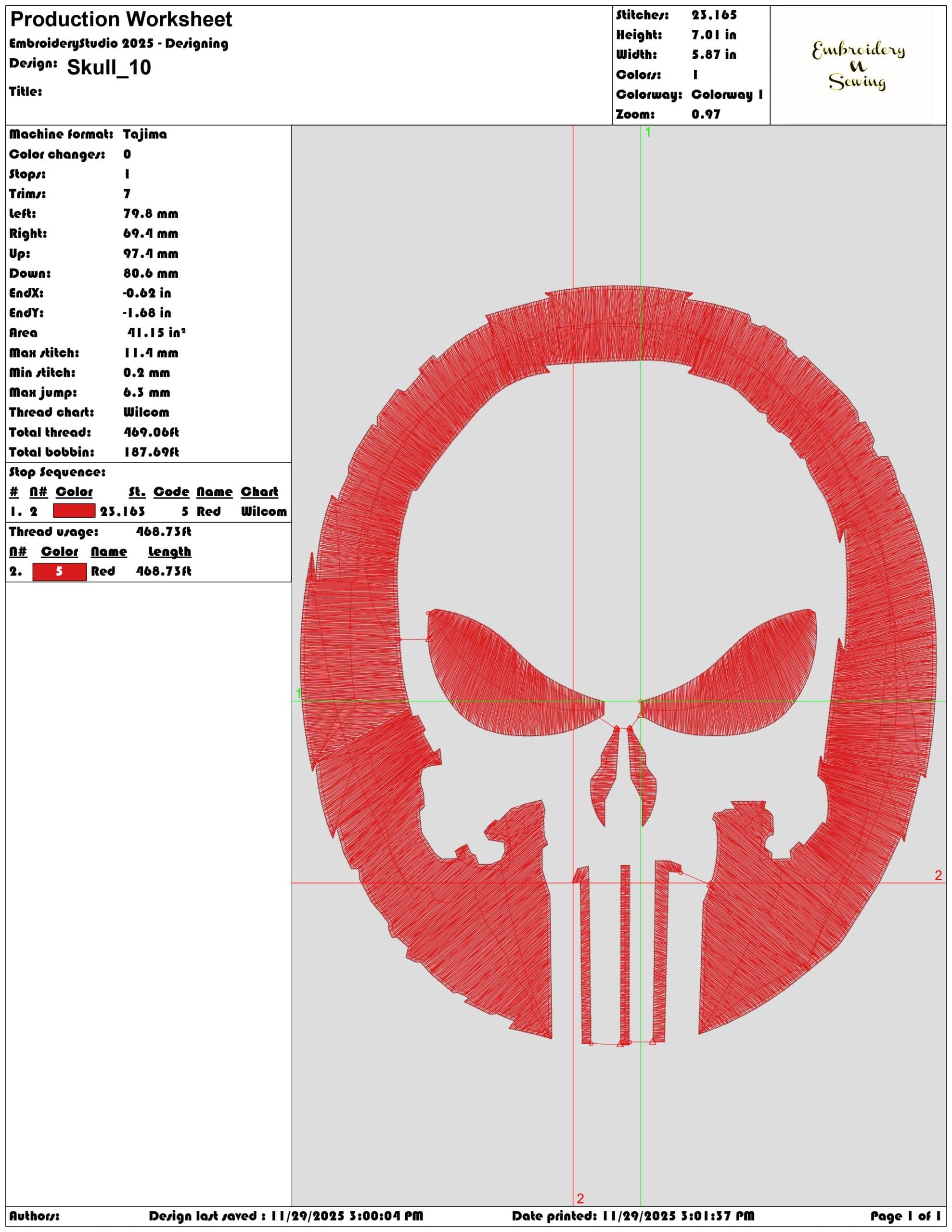 Skull - Elegant embroidery design file - instant download — view 3