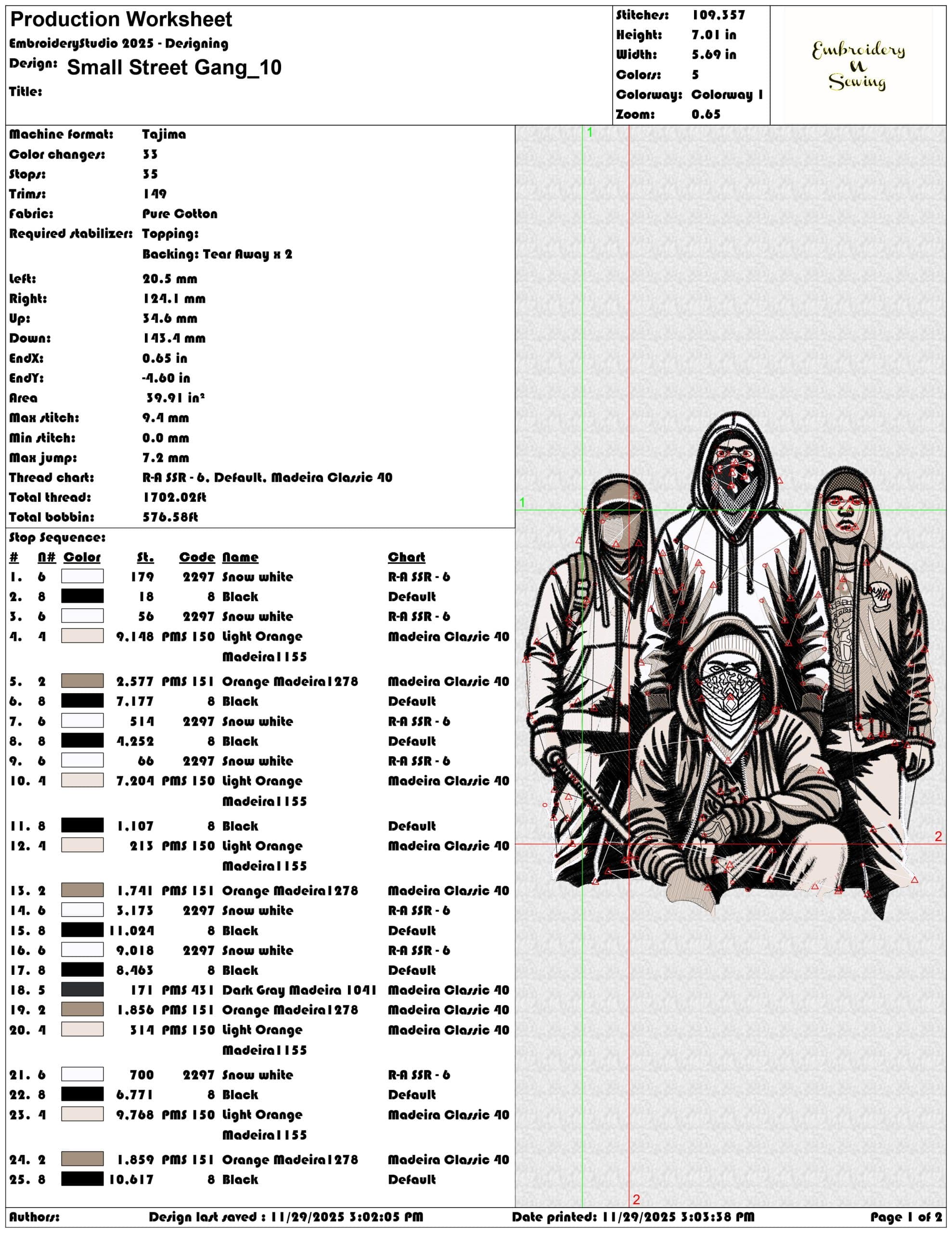 Small Street Gang - Elegant embroidery design file - instant download — view 3