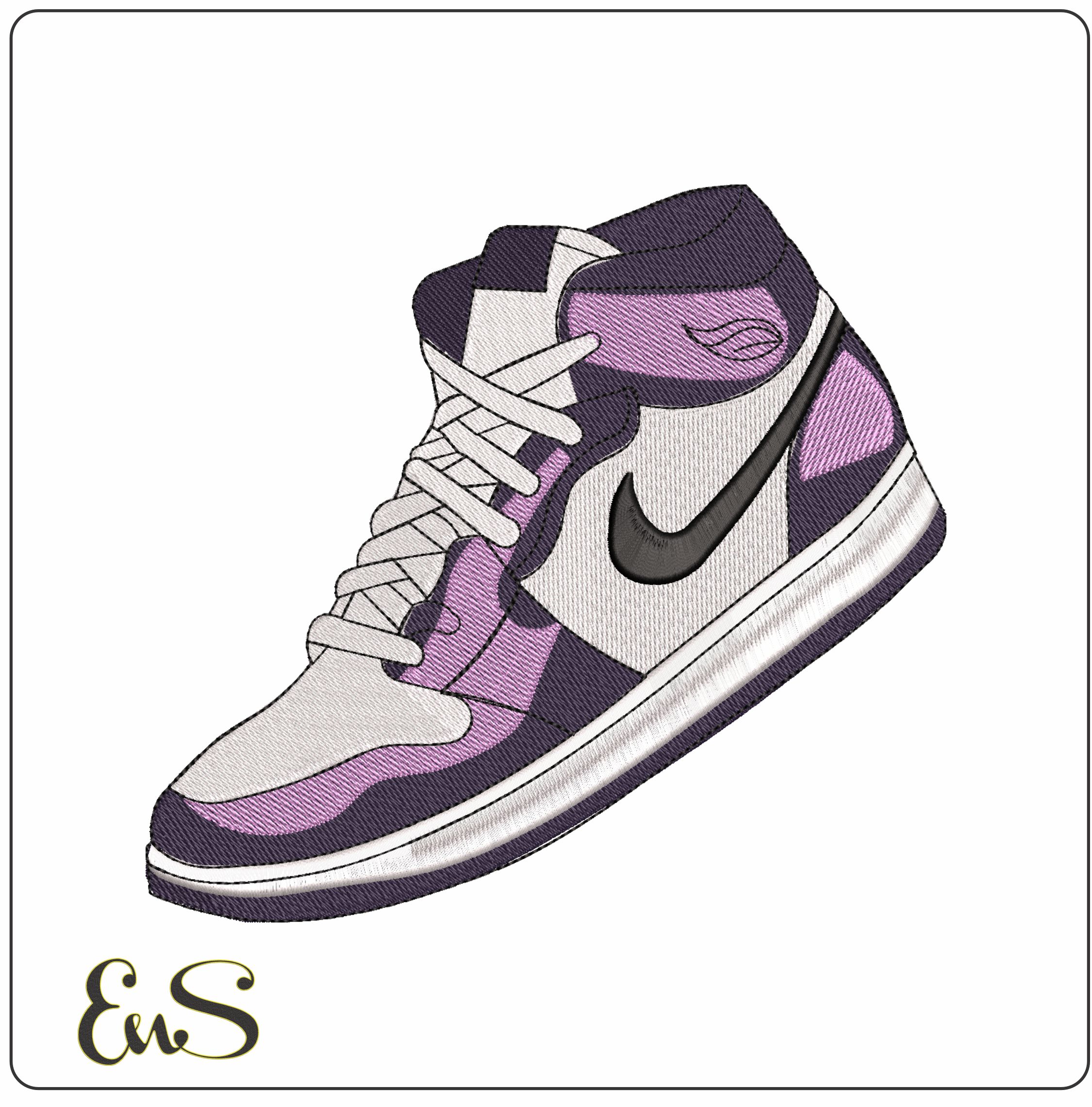 Sneaker with Nike Logo - Elegant embroidery design file - instant download
