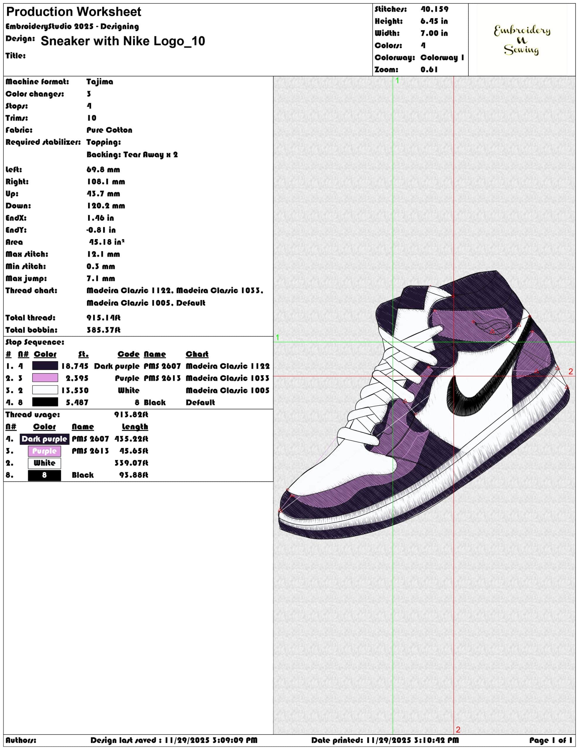 Sneaker with Nike Logo - Elegant embroidery design file - instant download — view 3