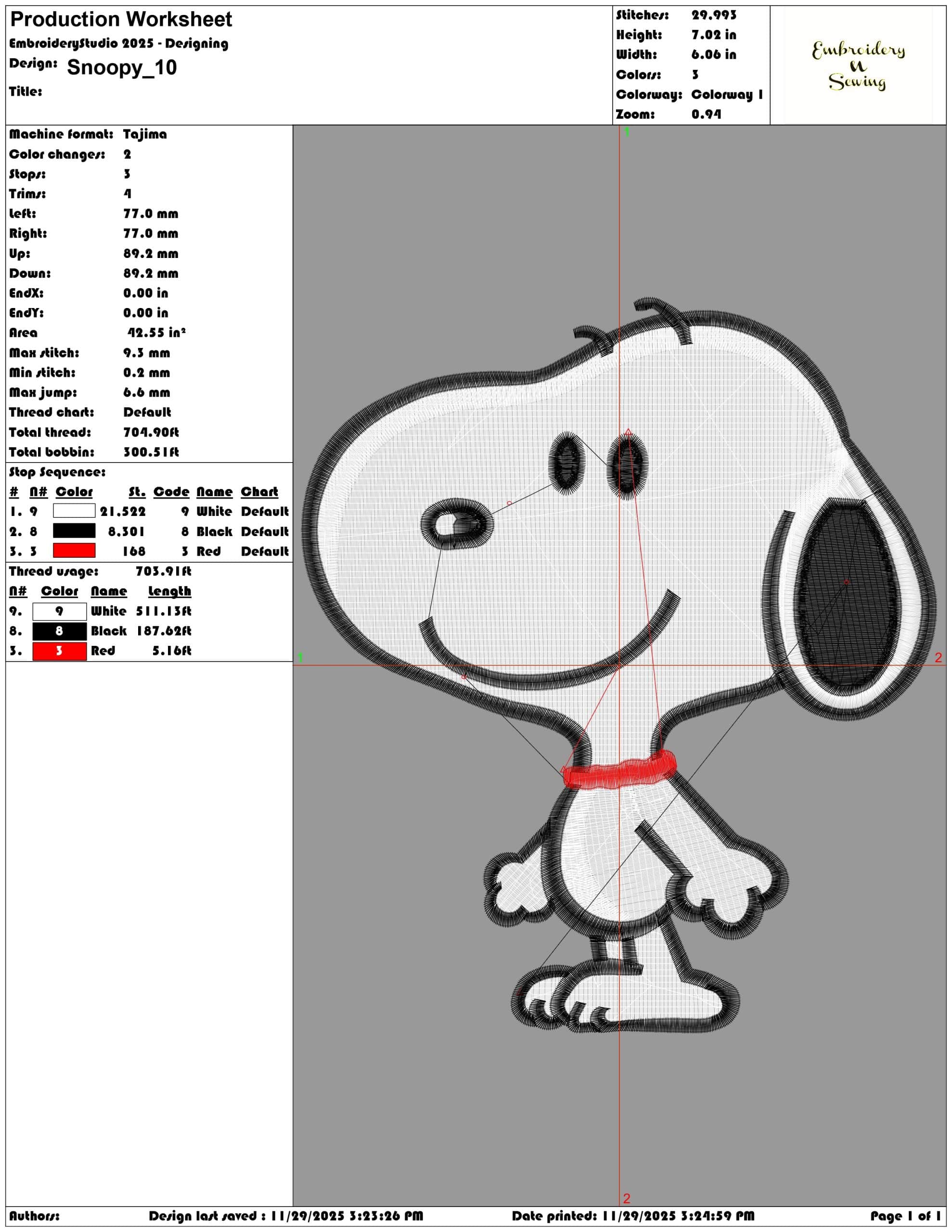 Snoopy - Elegant embroidery design file - instant download — view 3