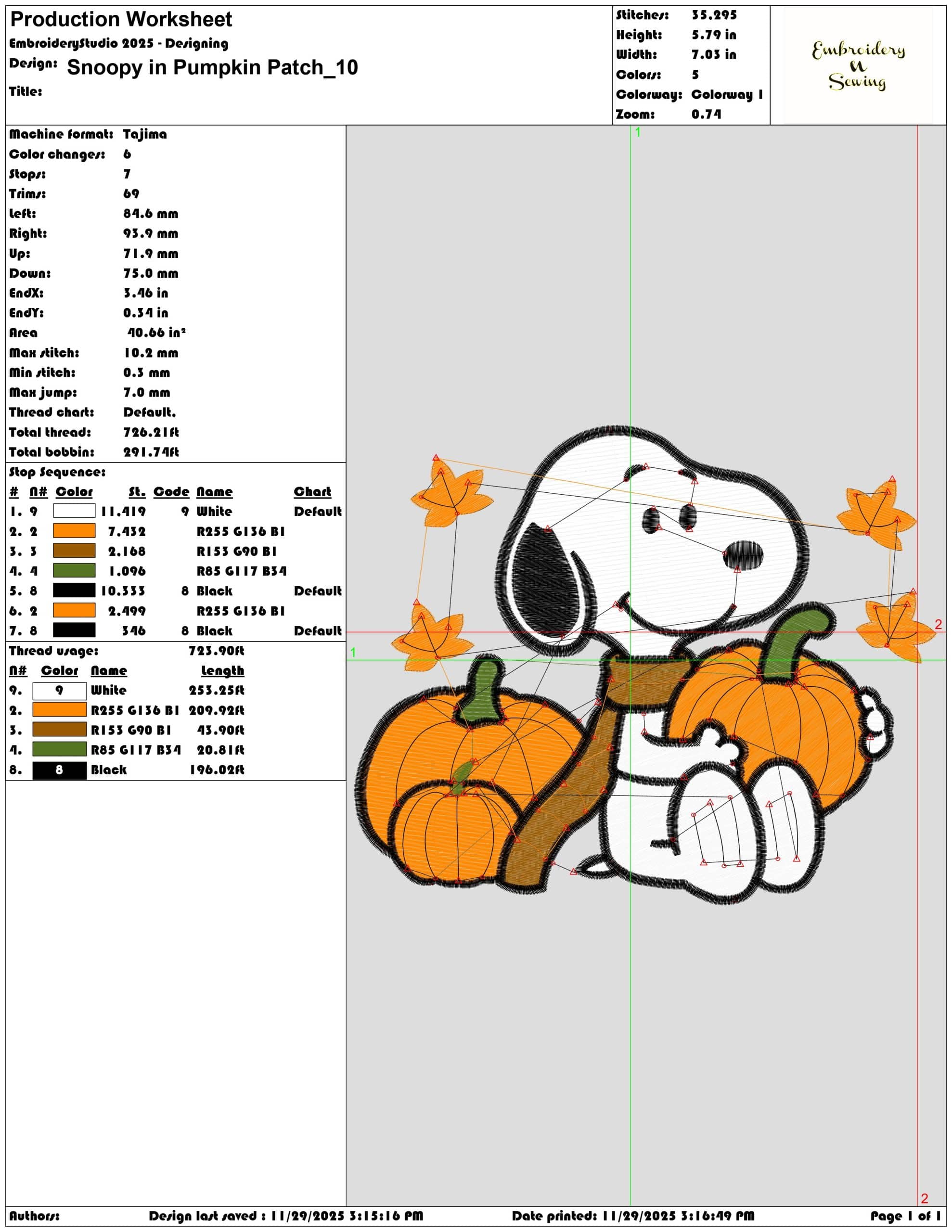 Snoopy in Pumpkin Patch - Elegant embroidery design file - instant download — view 3