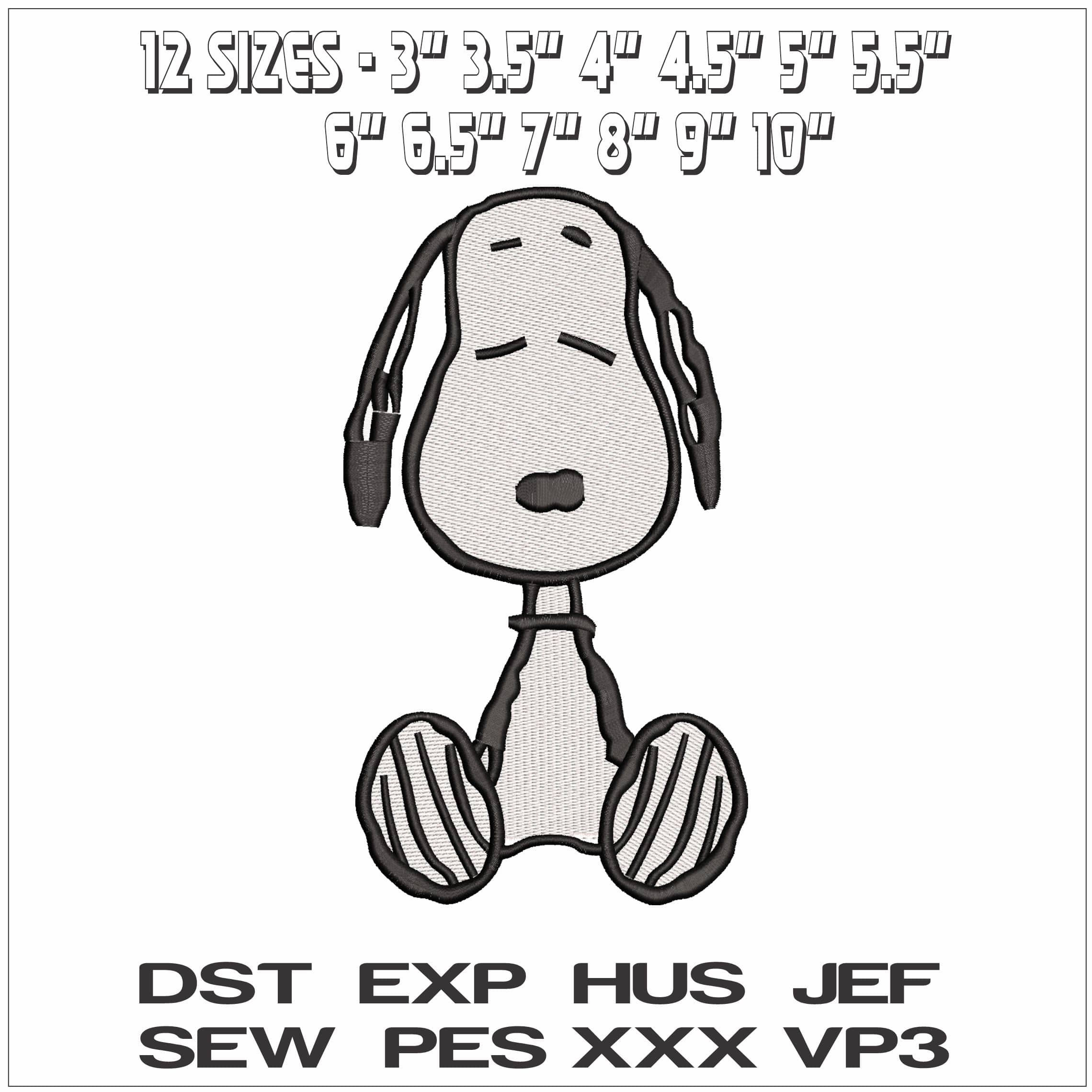 Snoopy Sitting - Elegant embroidery design file - instant download — view 2