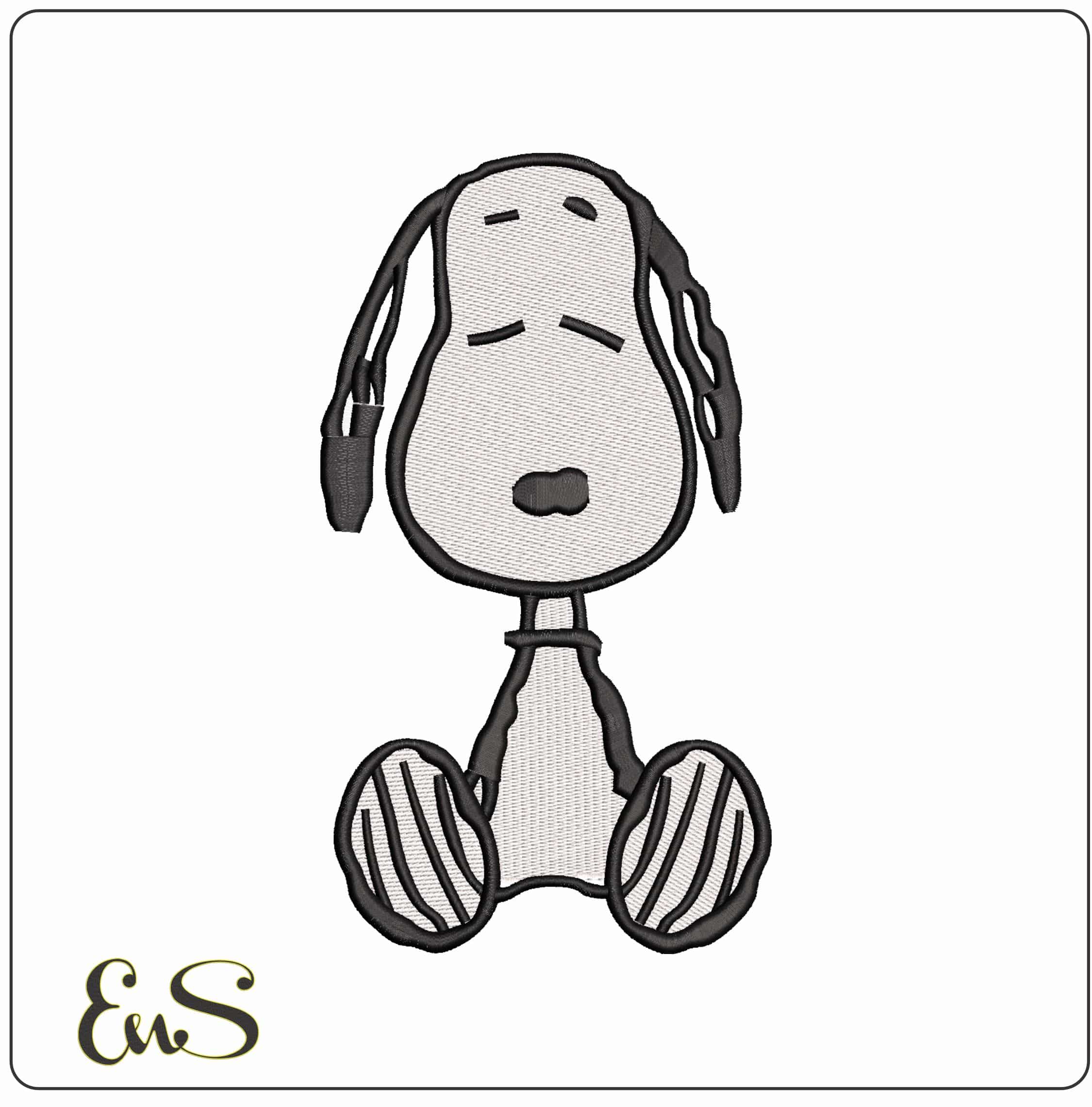 Snoopy Sitting - Elegant embroidery design file - instant download