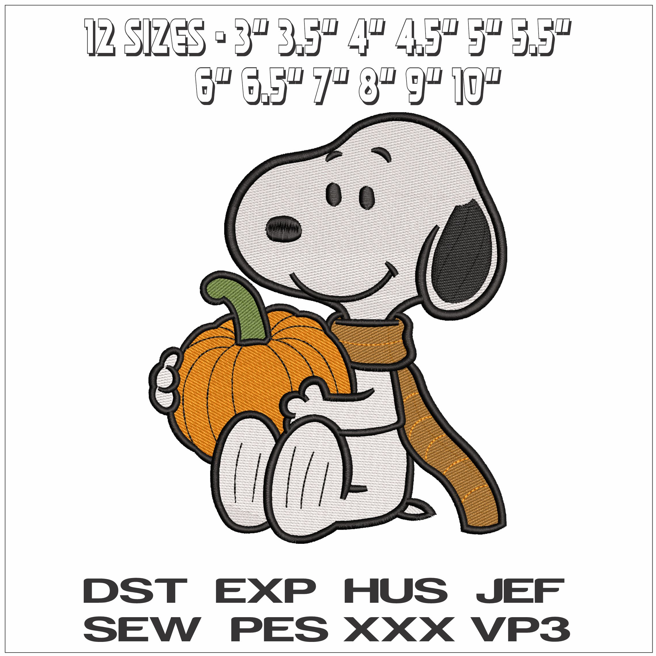 Snoopy with Pumpkin - Elegant embroidery design file - instant download — view 2